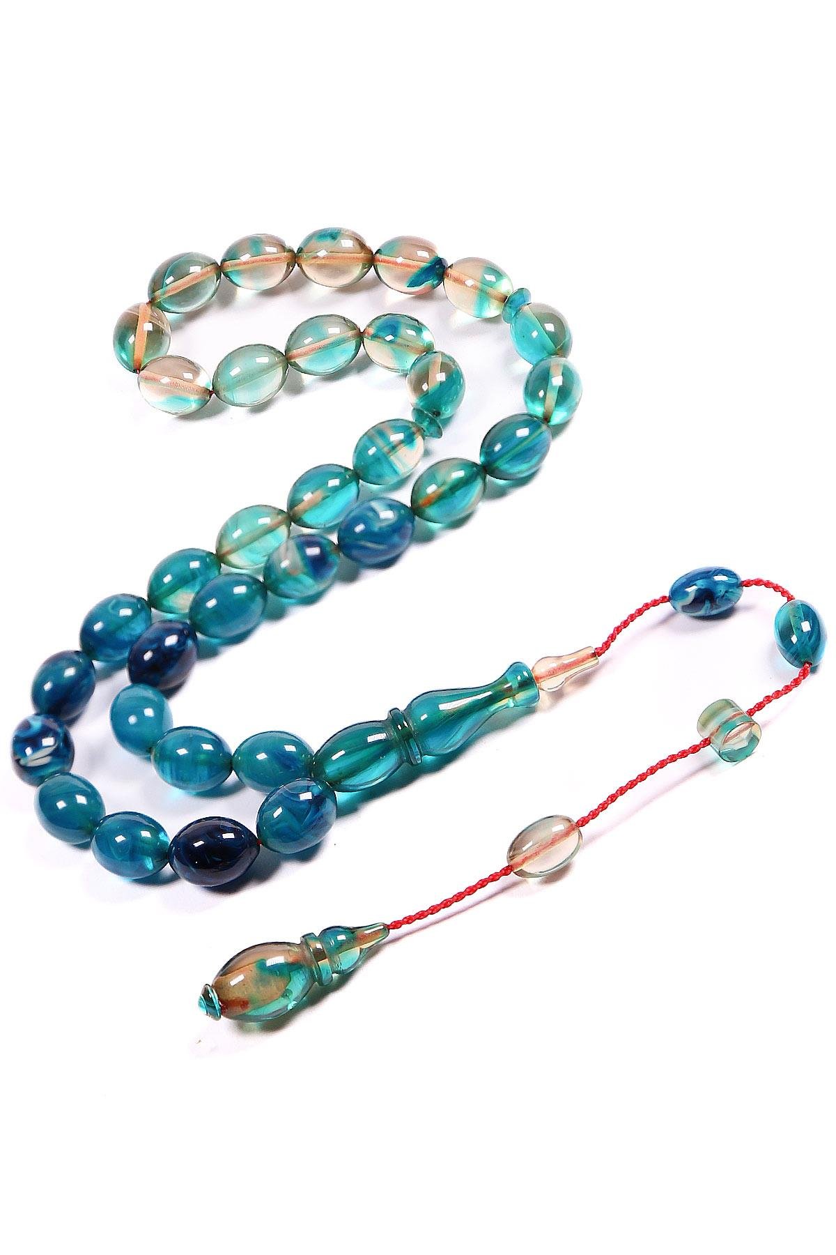 Ahşap Kutulu Renk Süzmesi Usta İşçilik Ateş Kehribar Tesbih