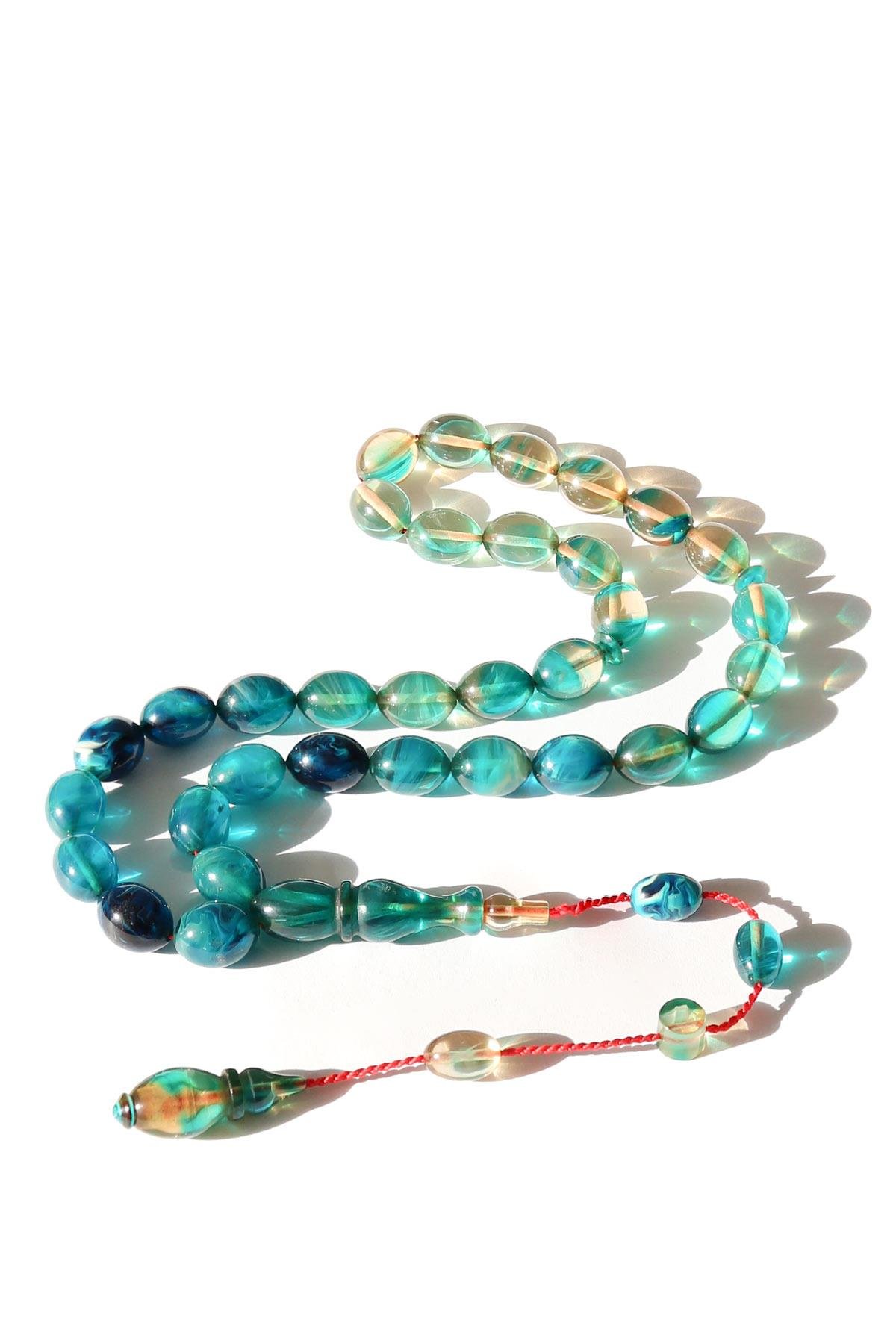 Ahşap Kutulu Renk Süzmesi Usta İşçilik Ateş Kehribar Tesbih