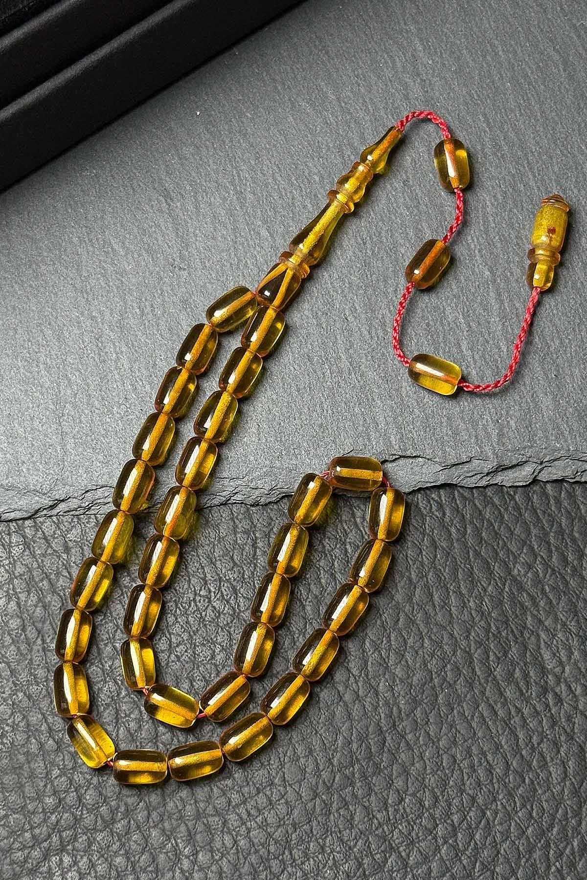 İdeal Boy Akıcı Çekim Gold Sarı Ateş Kehribar Tesbih