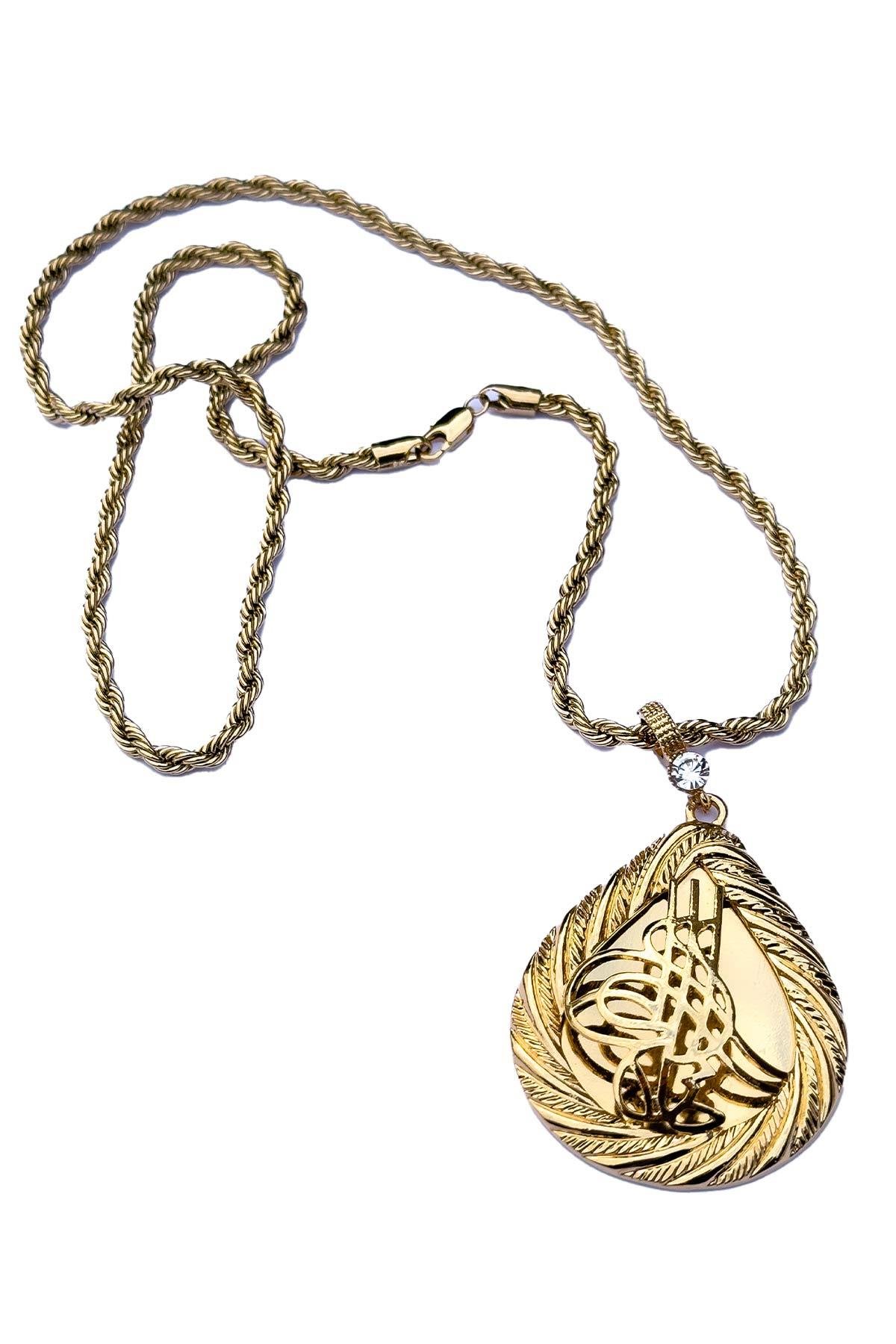 Altın Görünümlü 1. Kalite Kararmaz Tuğra Kadın Kolye