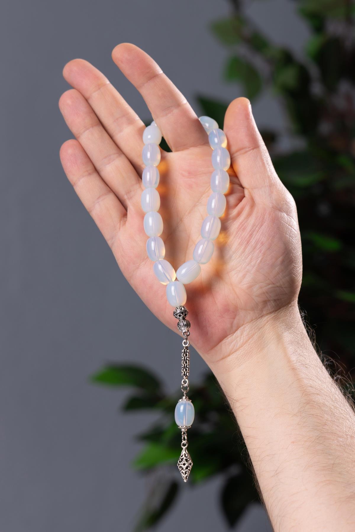 Beyaz 17lik Stres İçin Cam Maskot Tesbih