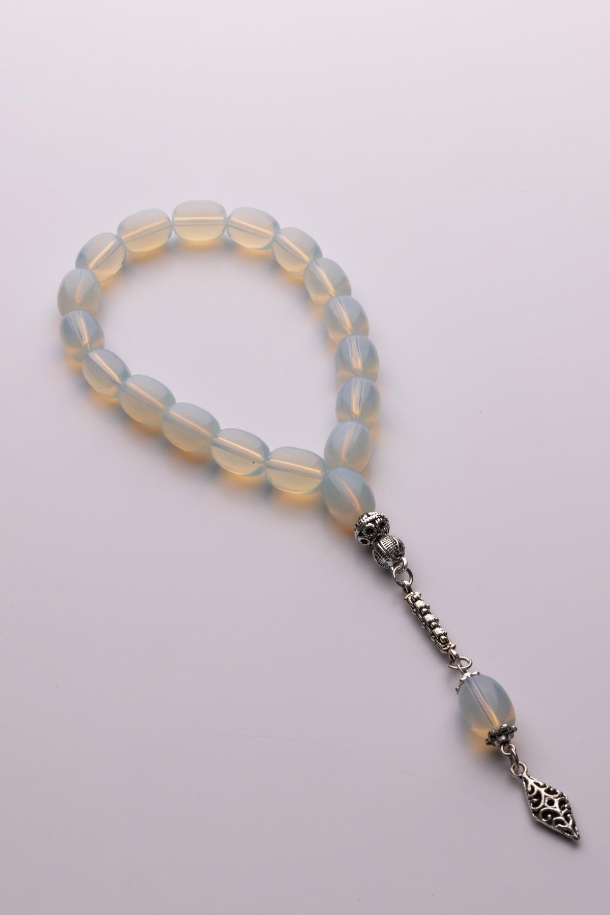 Beyaz 17lik Stres İçin Cam Maskot Tesbih