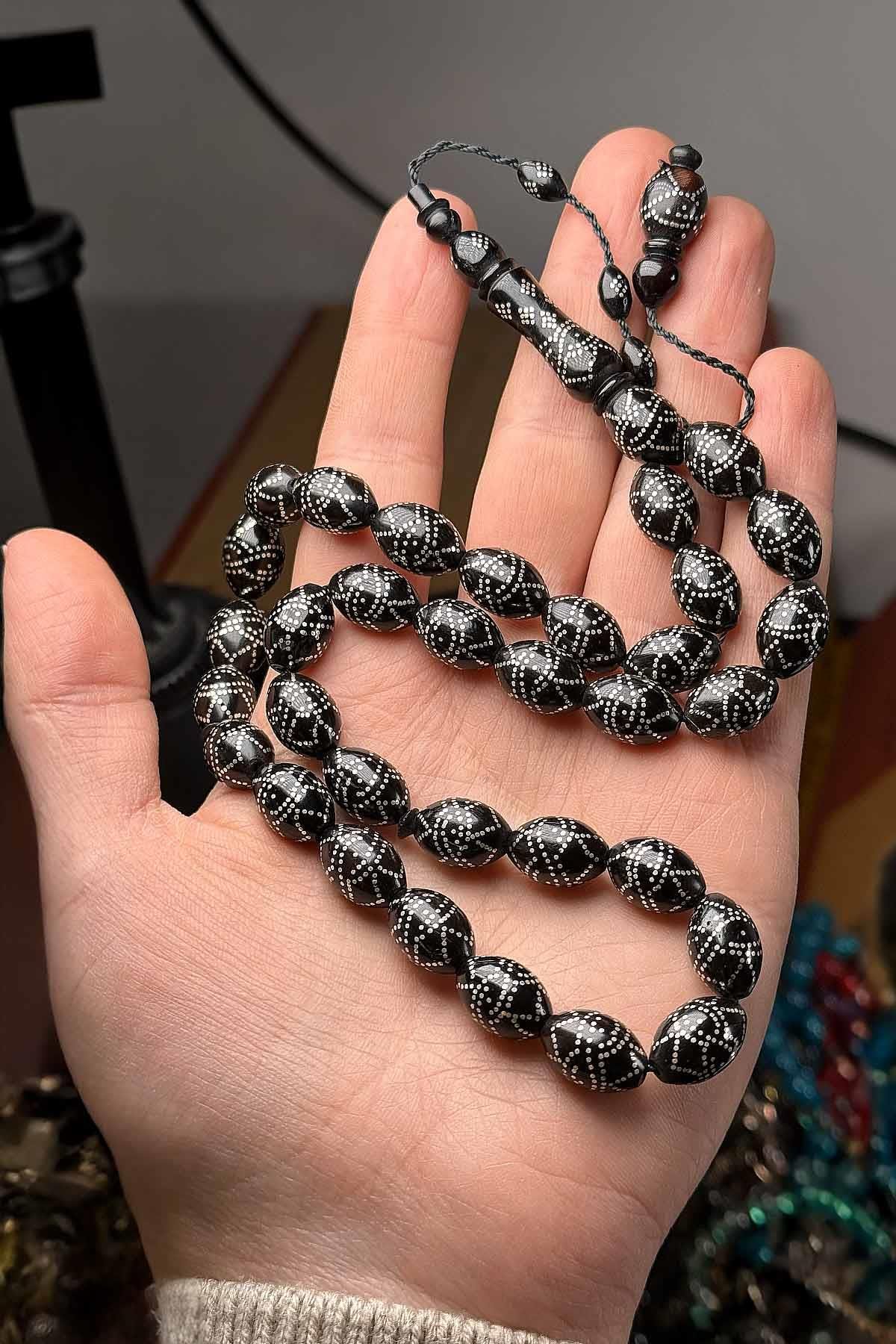 Büyük Boy Gümüş İşlemeli Kuka Tesbih