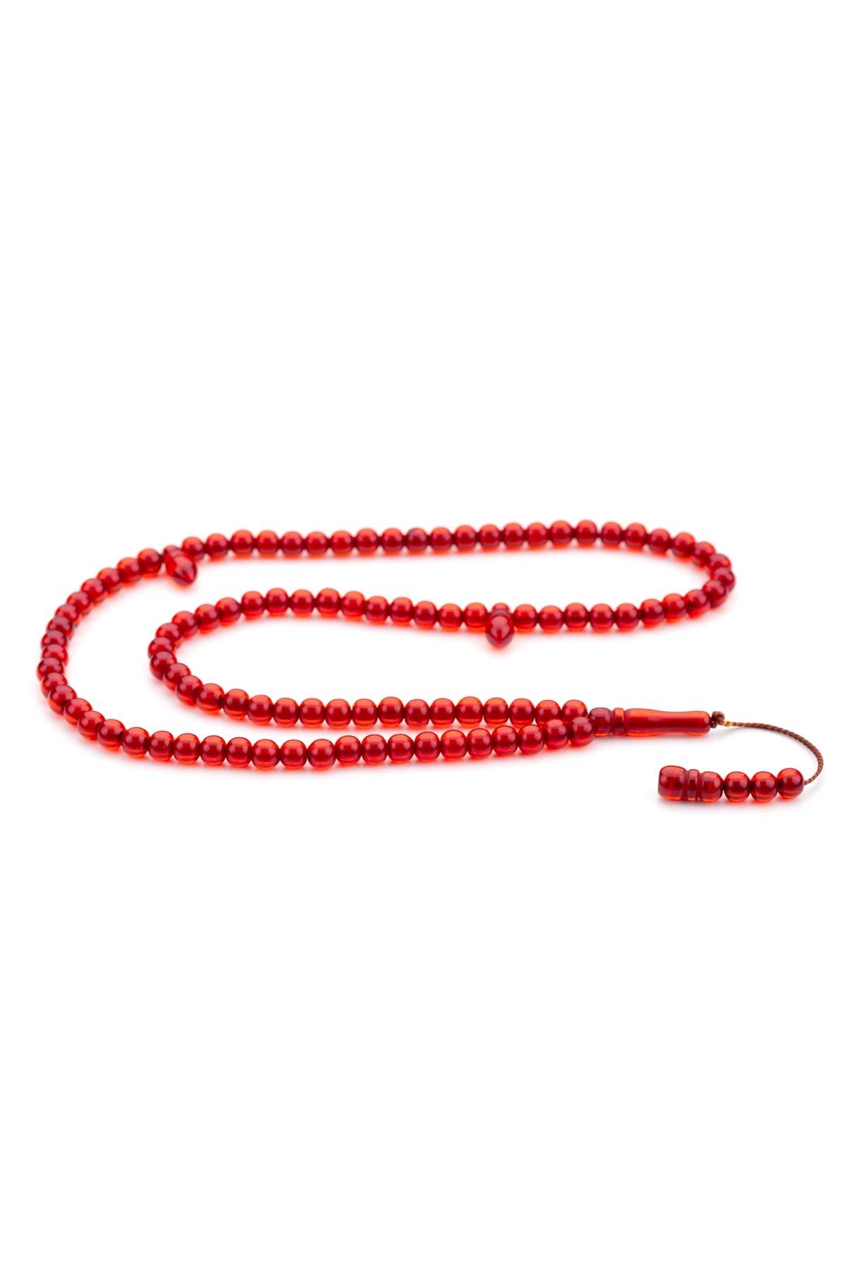 Cep Boy Açık Kırmızı 99luk Toz Kehribar Tesbih