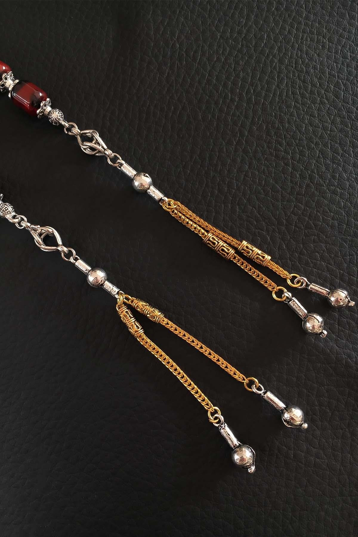 Çift Püsküllü Zar Renk Sıkma Kehribar Zaza Tesbih