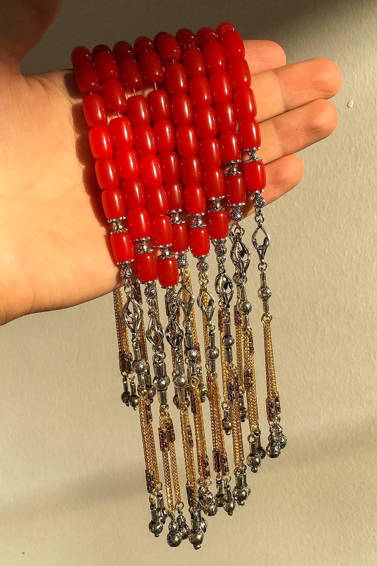 Çift Püsküllü Zar Renk Sıkma Kehribar Zaza Tesbih