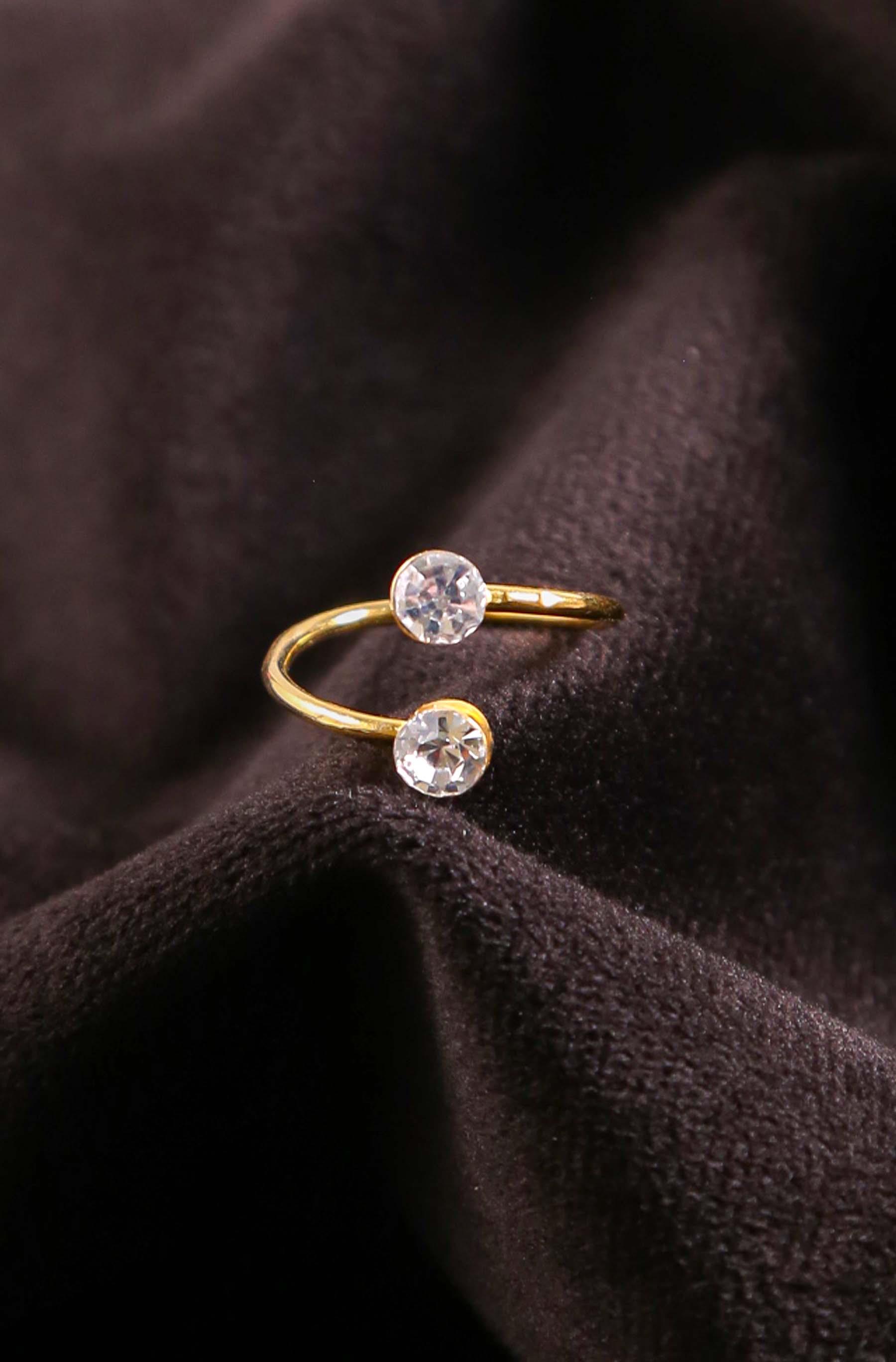 Çift Tektaşlı Ayarlanabilir Metal Kadın Yüzük