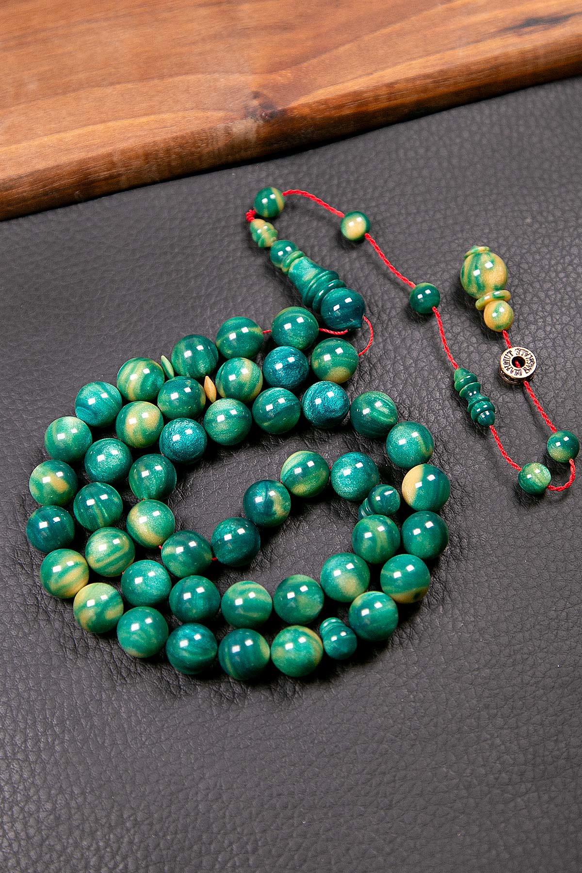 Dalgalı Yeşil Renk Özel Seri 45 Taneli Bakalit Sıkma Tesbih