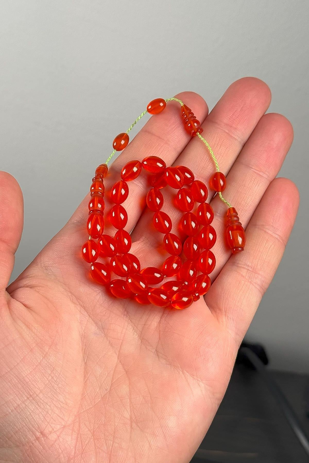 Dinlendirilmiş Malzemeden 9*6 MM Sıkma Kehribar Tesbih