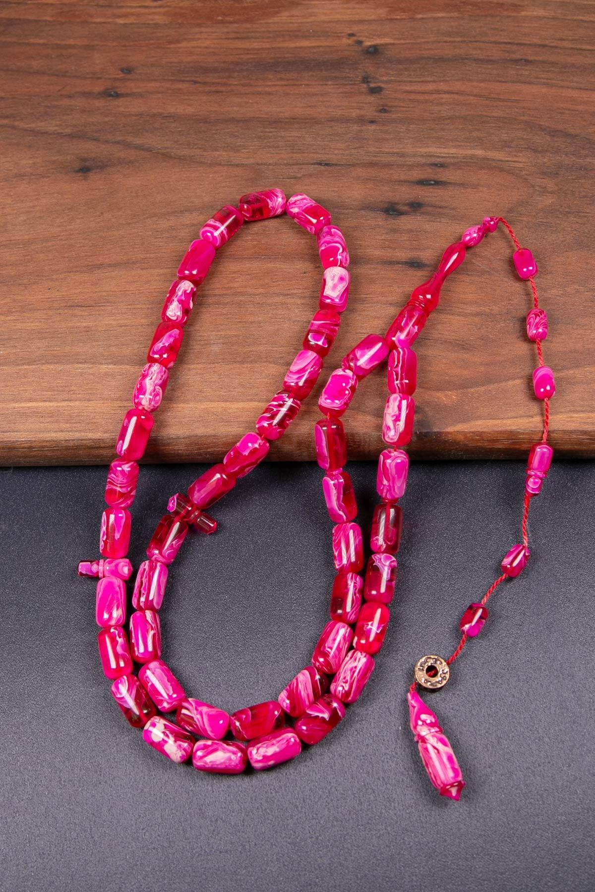 Ebruli Pembe Renk Özel Seri 45 Taneli Bakalit Sıkma Tesbih