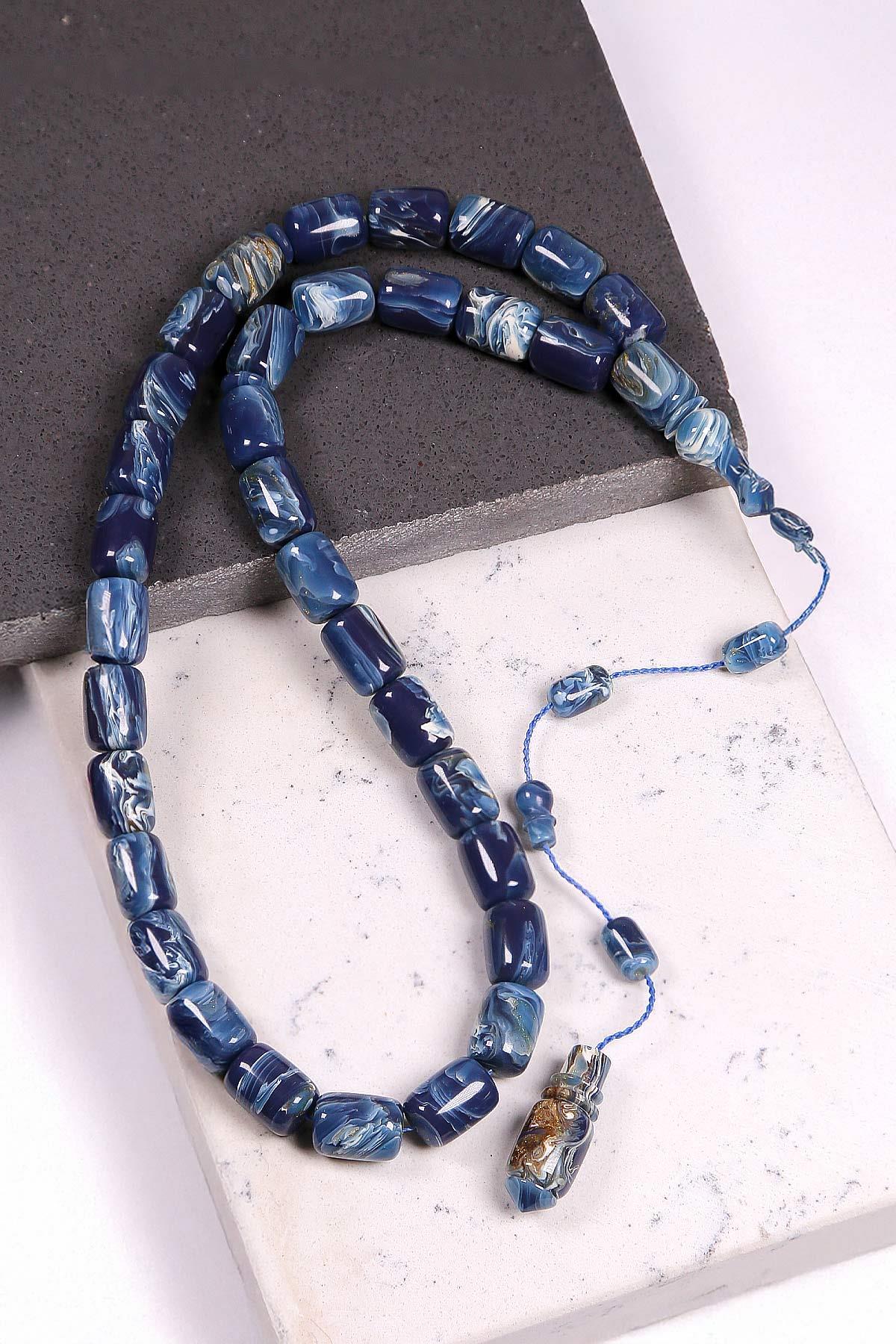 Eşsiz Renk Ahengi Ebruli Simli Sıkma Kehribar Tesbih