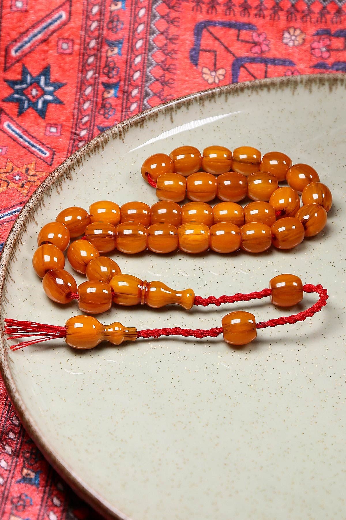 Eski Usul Çalışma Fıçı Sıkma Kehribar Tesbih