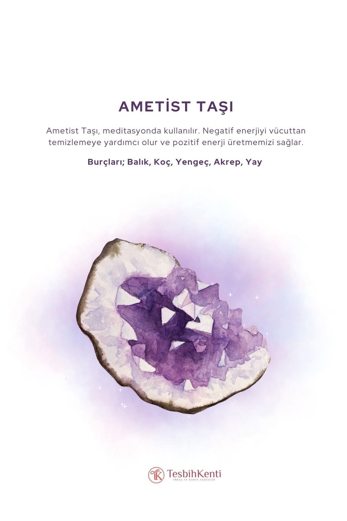 Faset Kesim Ametist Taşı Bileklik