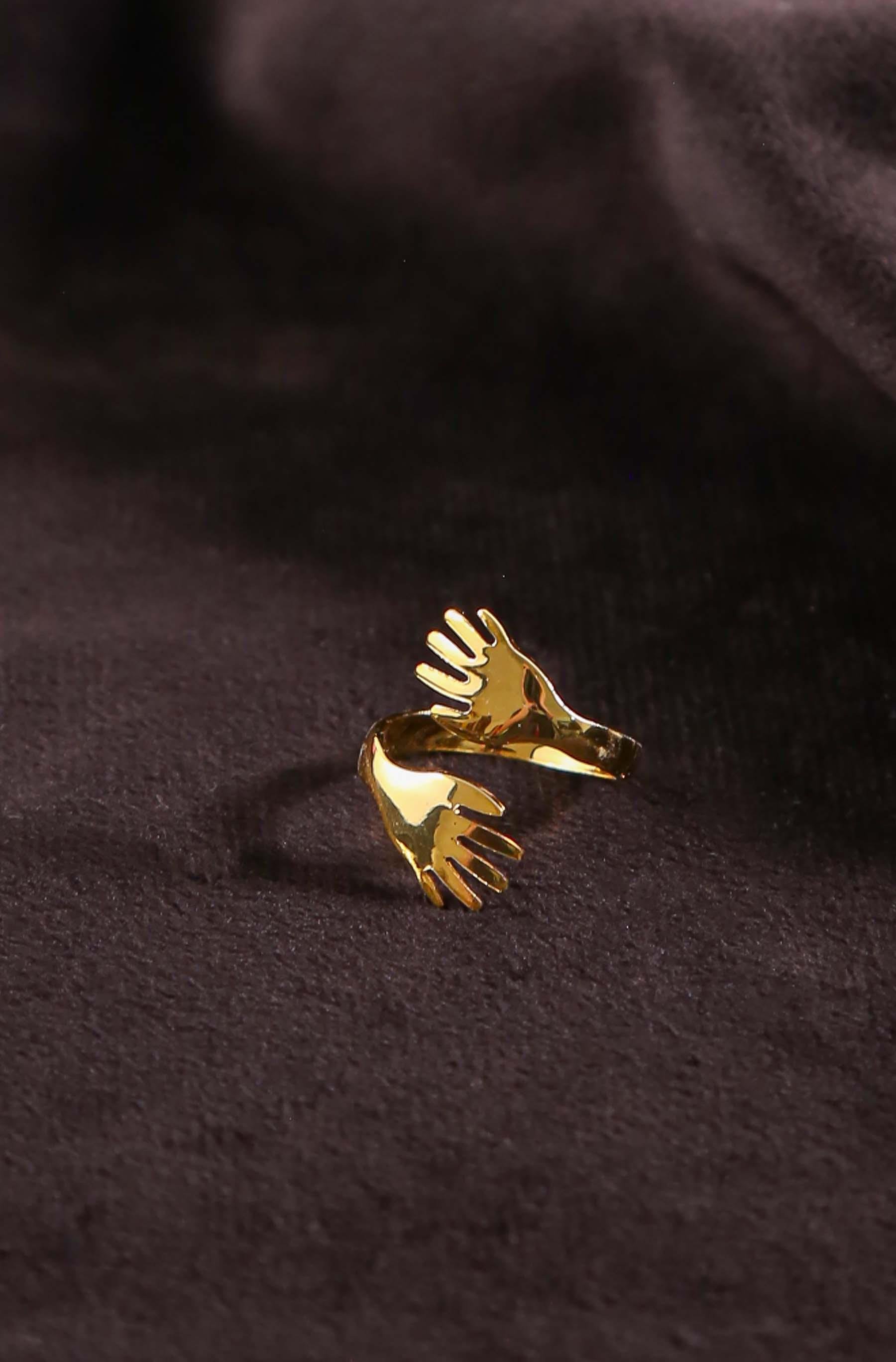 Gold Renk Sarılma Elleri Ayarlanabilir Metal Yüzük