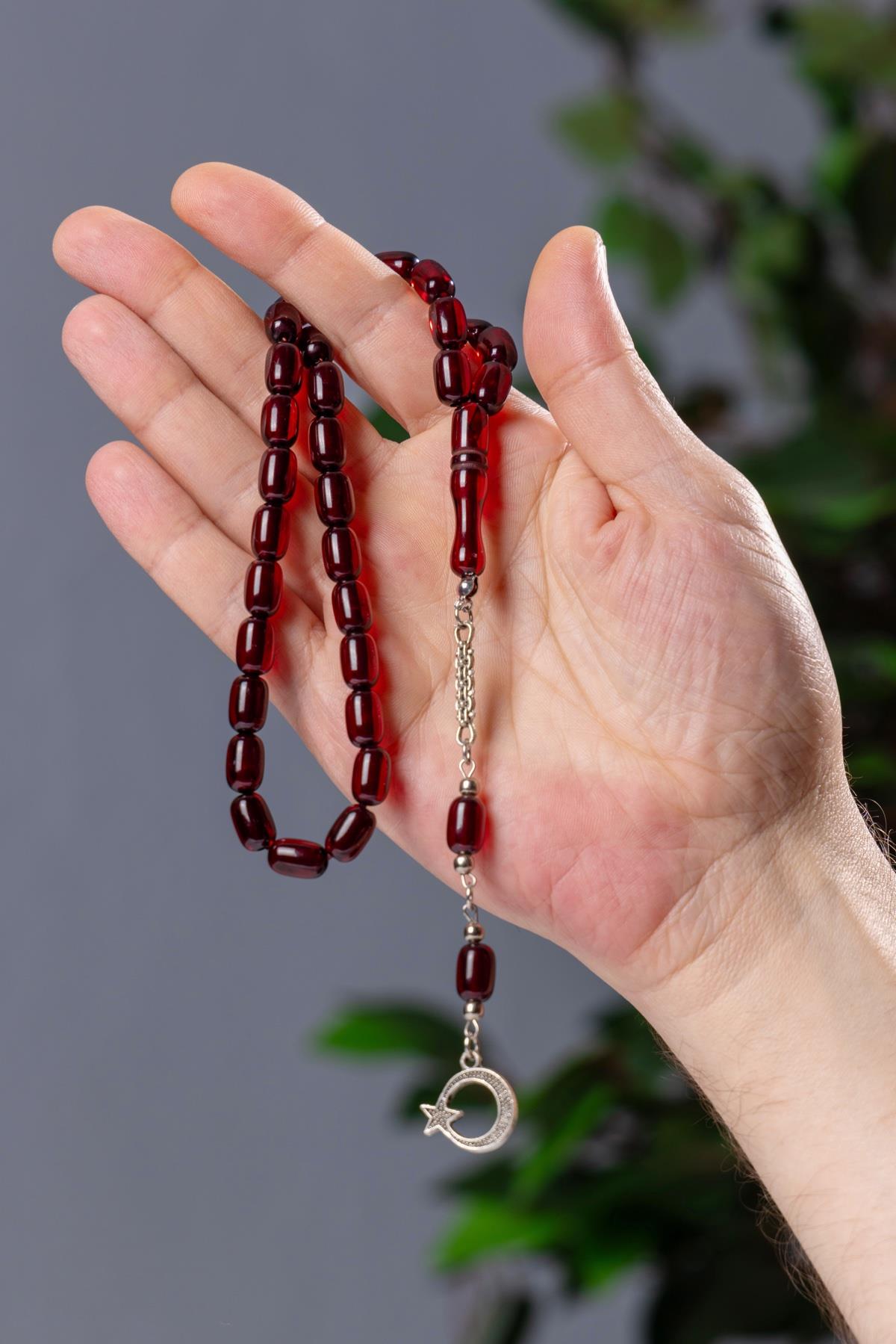 Gündelik Kullanıma Kapsül Koyu Kırmızı Toz Kehribar Tesbih