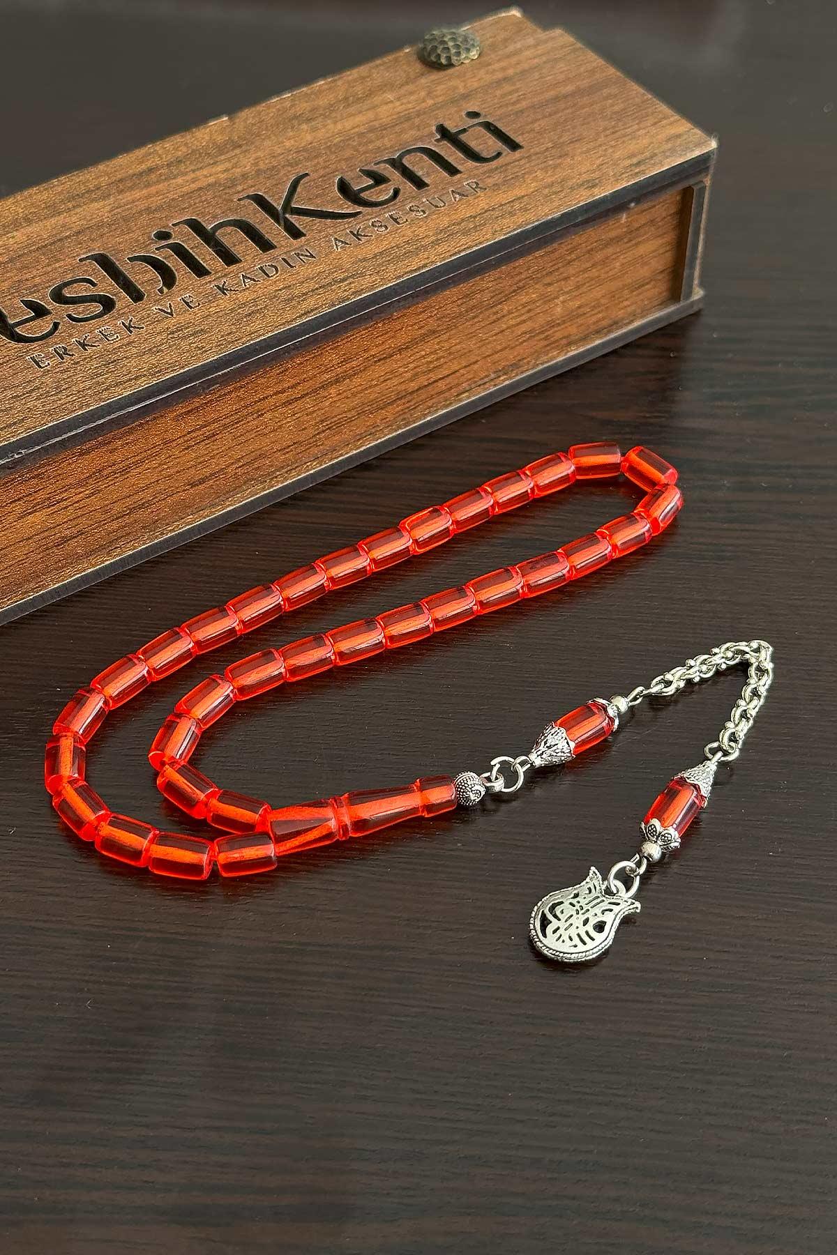 Günlük Kullanım Boy Hareli Kırmızı Uçak Camı Tesbih