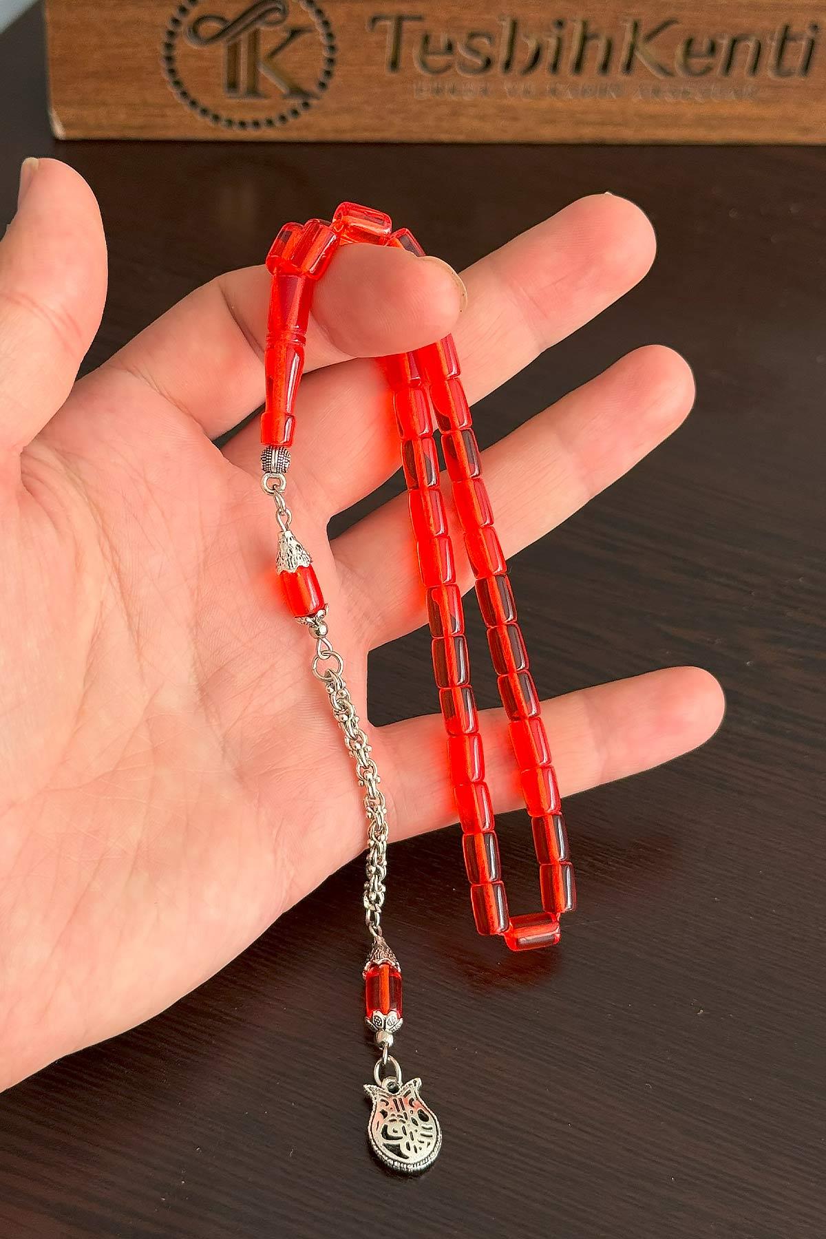 Günlük Kullanım Boy Hareli Kırmızı Uçak Camı Tesbih