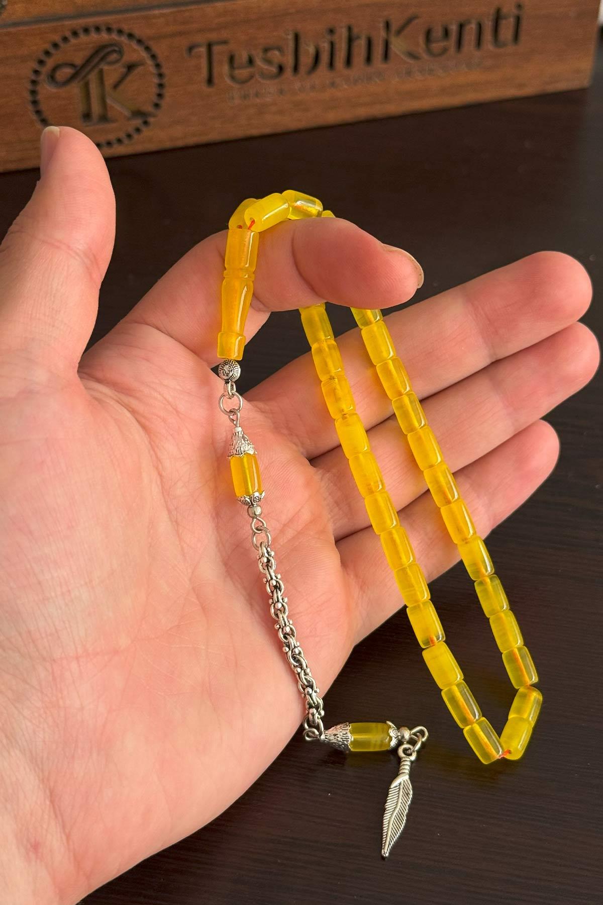 Günlük Kullanım Boy Hareli Sarı Renk Uçak Camı Tesbih