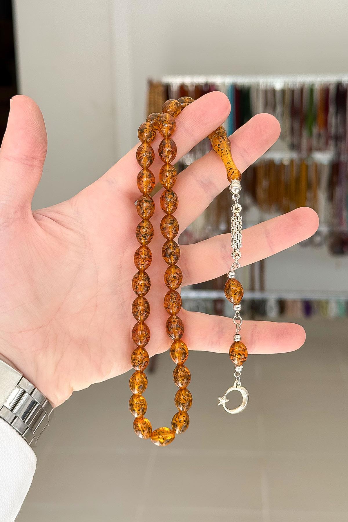 Güzel Çekimli Çay Fosilli Erkek İçin Tesbih