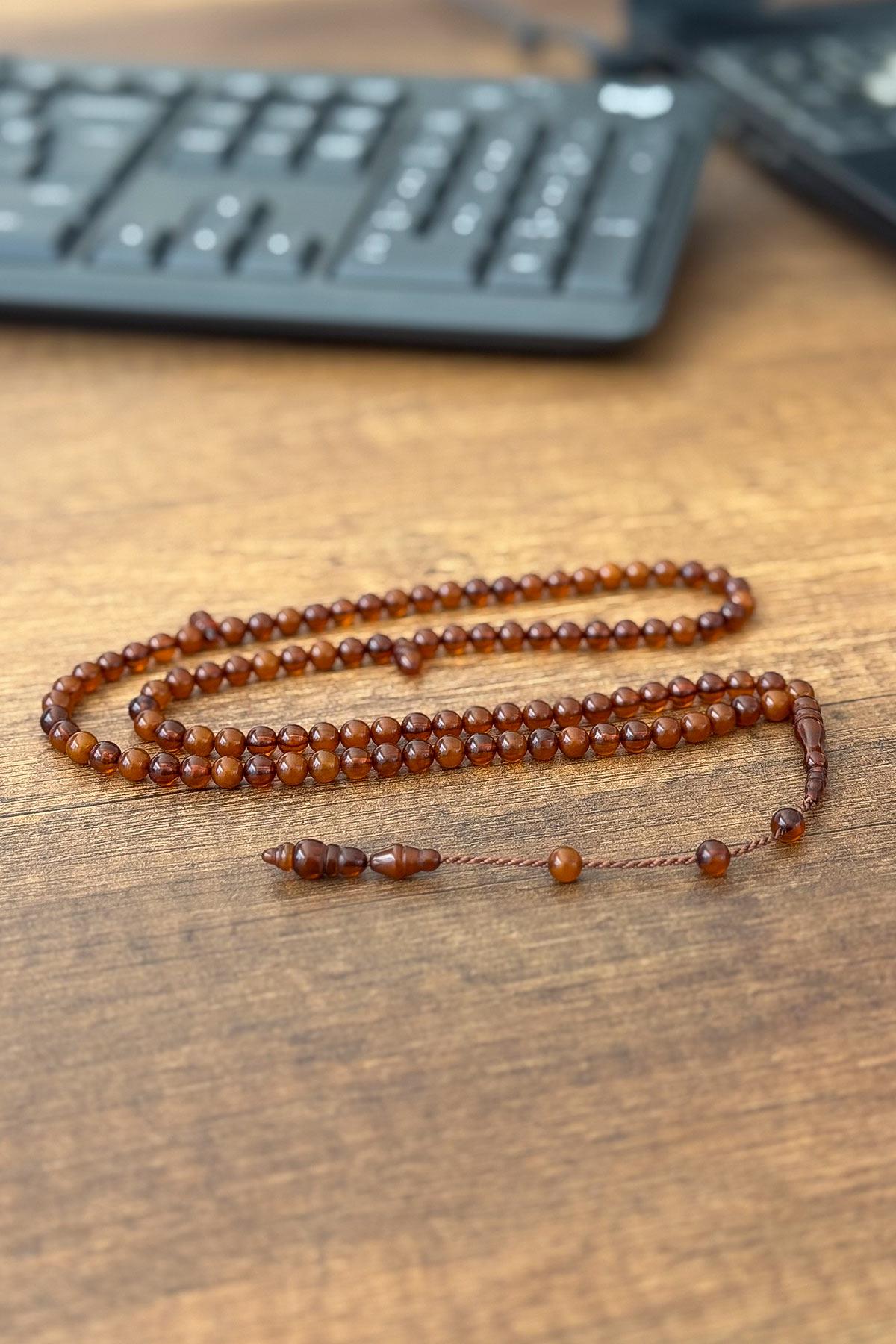 Güzel Çekimli Cep Boy Kahverengi 99luk Namaz Tesbihi
