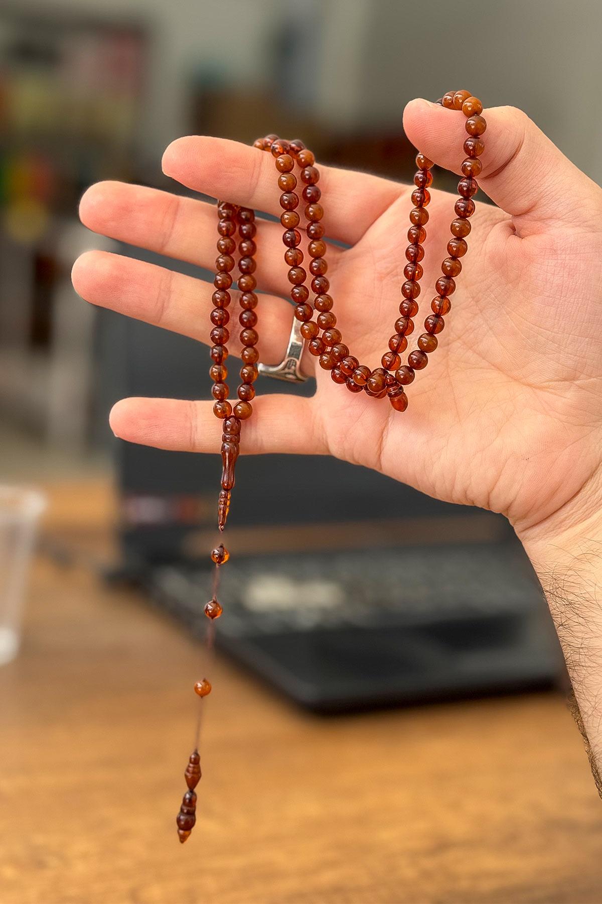 Güzel Çekimli Cep Boy Kahverengi 99luk Namaz Tesbihi