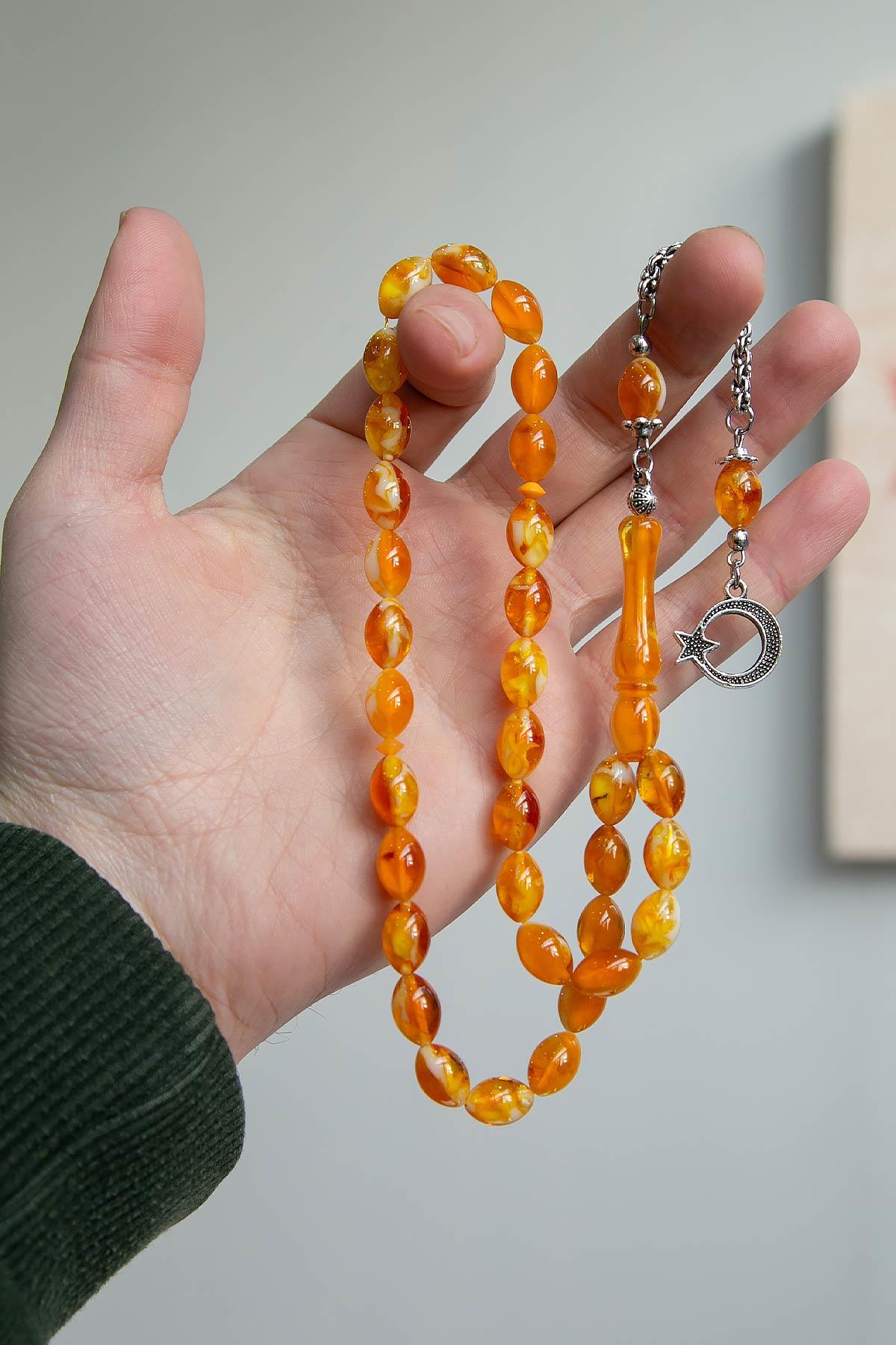 Güzel Çekimli Parçacıklı Model Toz Kehribar Tesbih