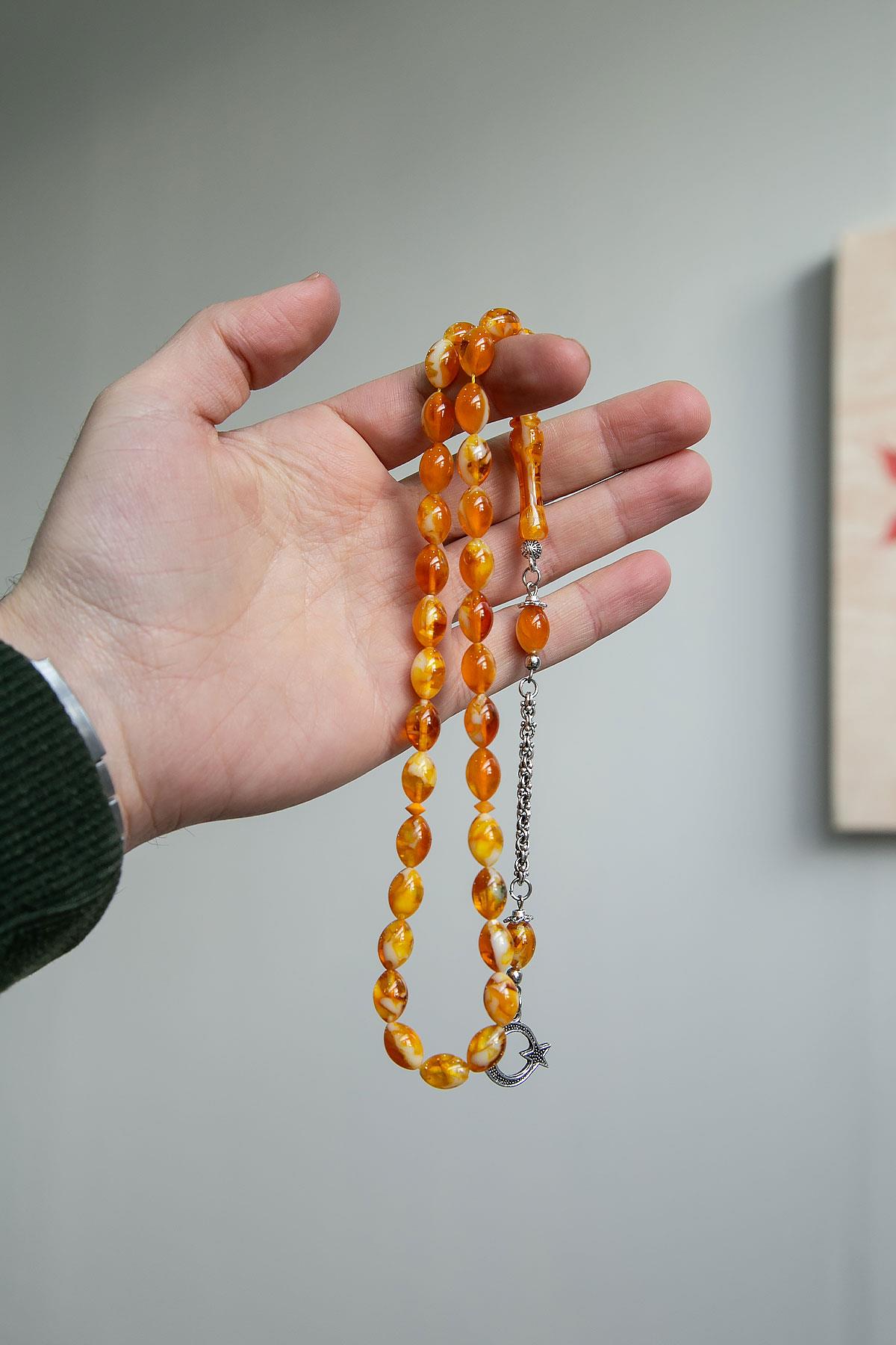 Güzel Çekimli Parçacıklı Model Toz Kehribar Tesbih