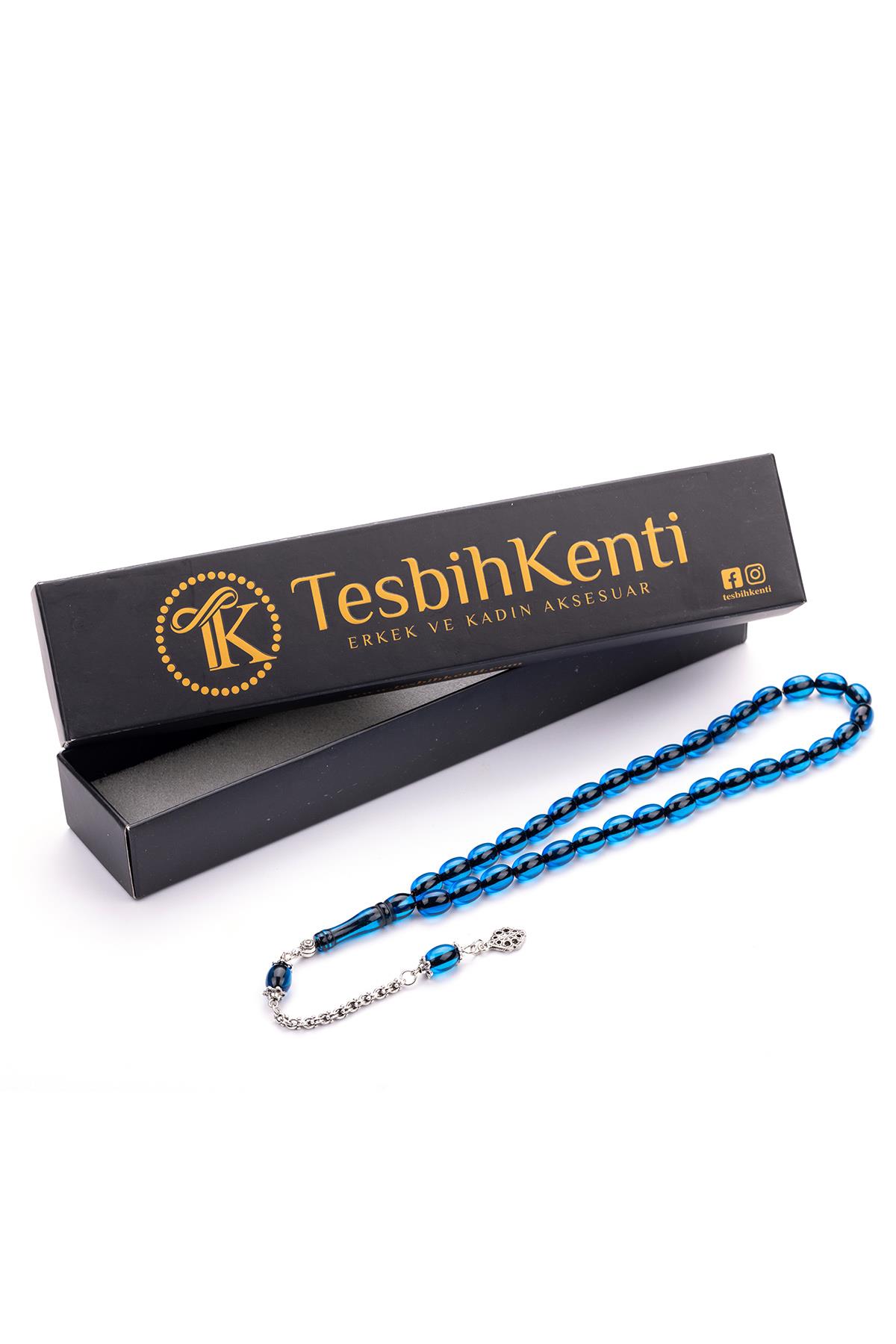 Güzel Çekimli Parlament Mavi Toz Kehribar Tesbih