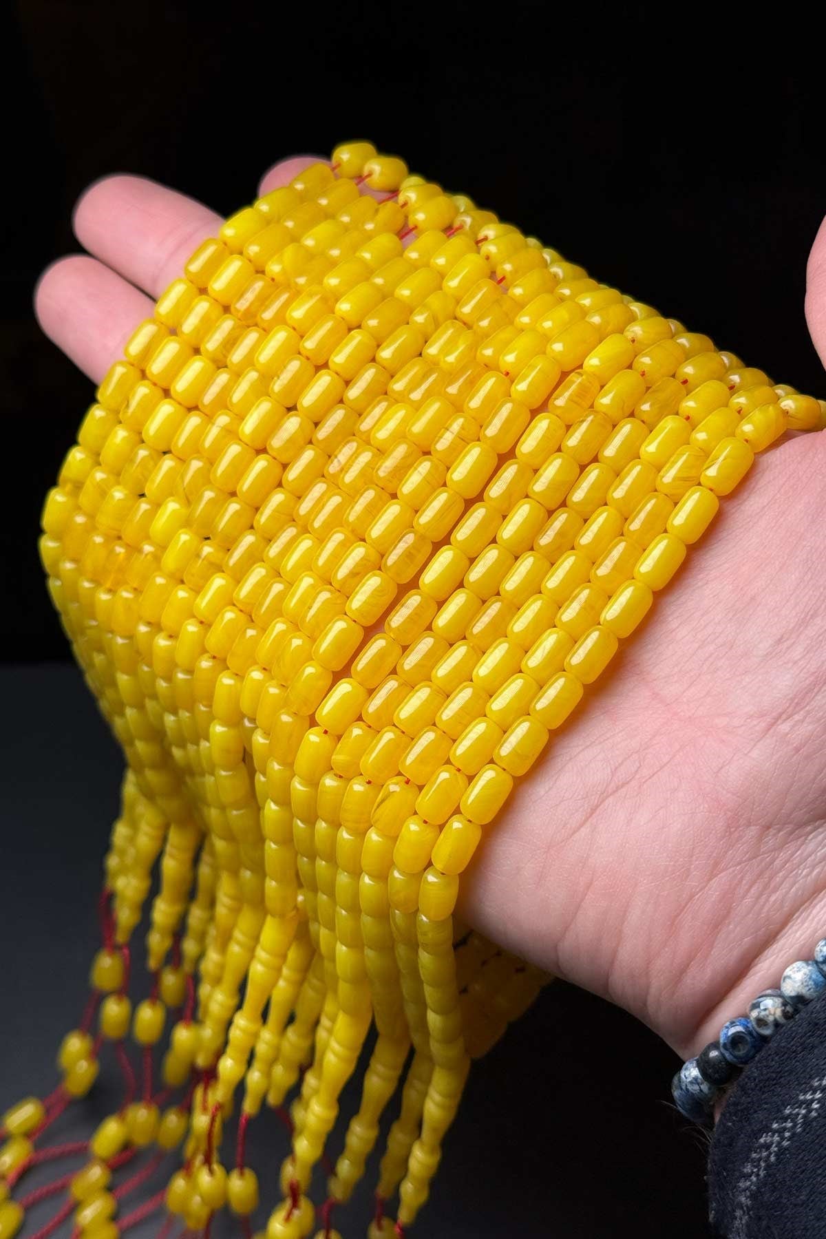 İdeal Boy Akıcı Çekim Limon Sarısı Sıkma Kehribar Tesbih