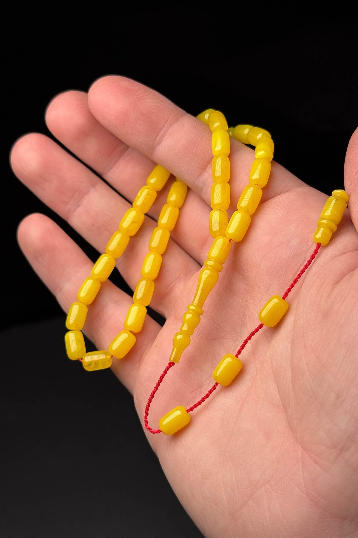 İdeal Boy Akıcı Çekim Limon Sarısı Sıkma Kehribar Tesbih