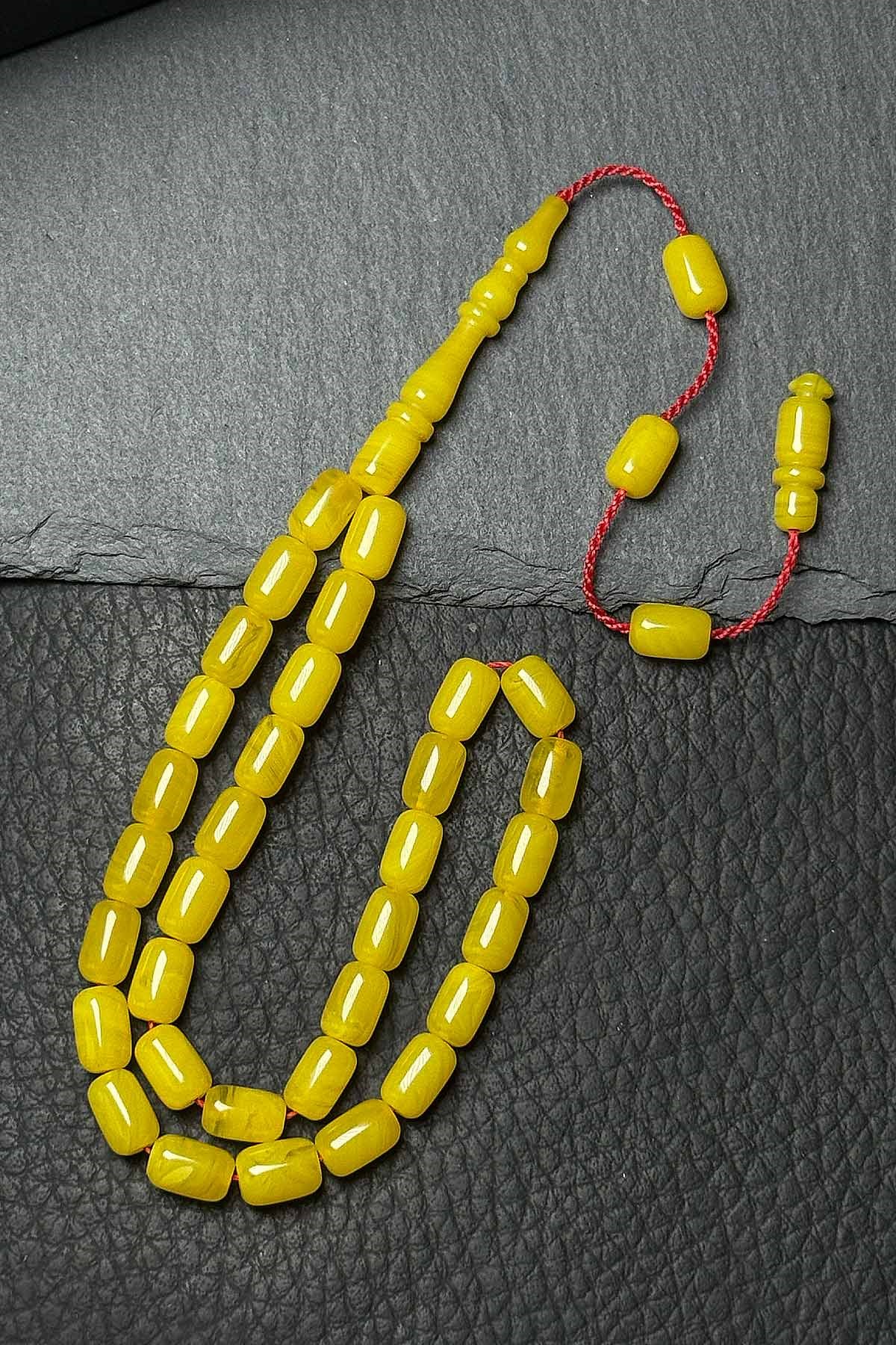 İdeal Boy Akıcı Çekim Limon Sarısı Sıkma Kehribar Tesbih