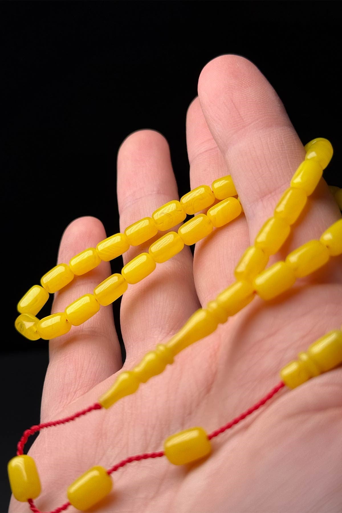 İdeal Boy Akıcı Çekim Limon Sarısı Sıkma Kehribar Tesbih