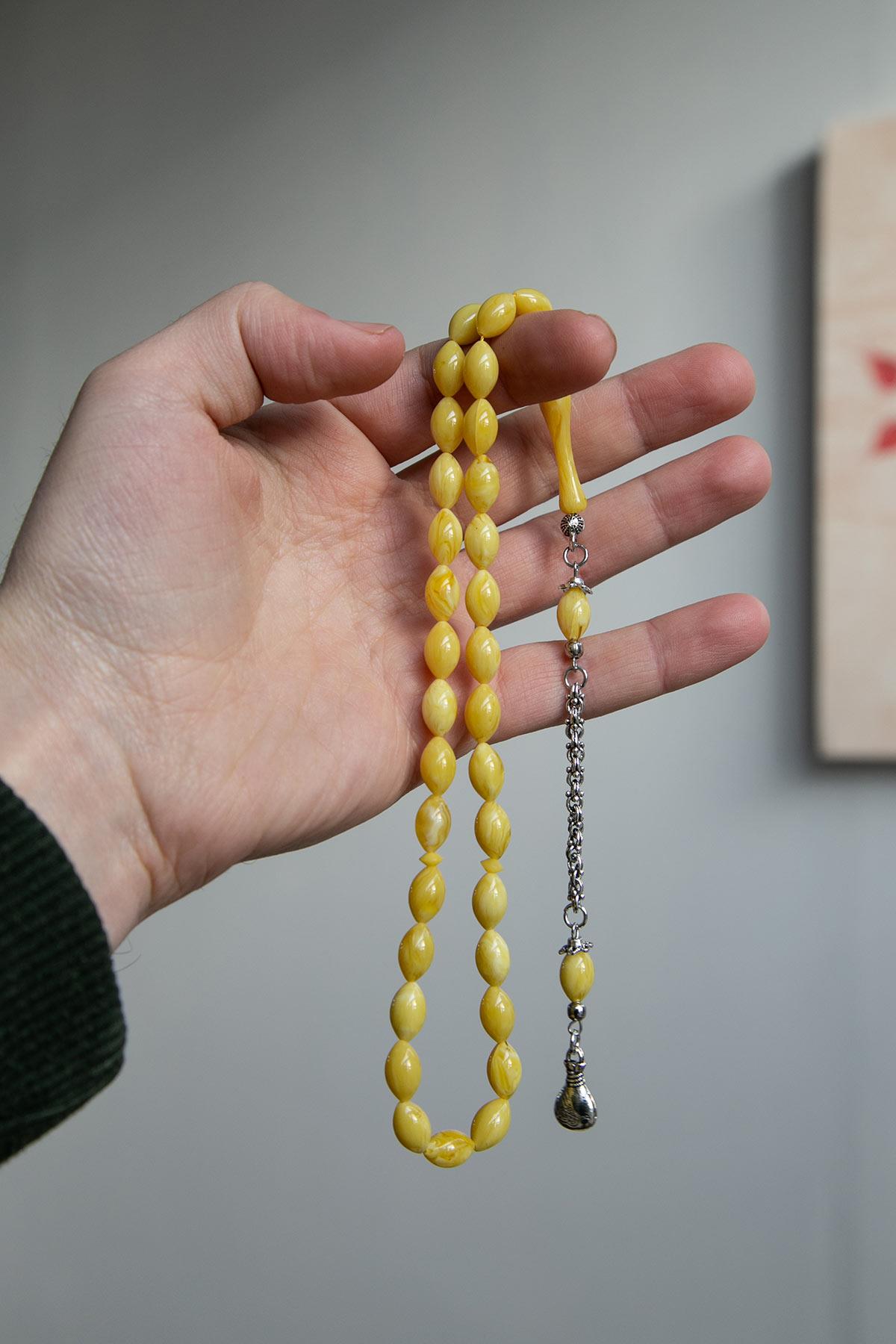 İnce Taneli Kavun Renk Toz Kehribar Tesbih