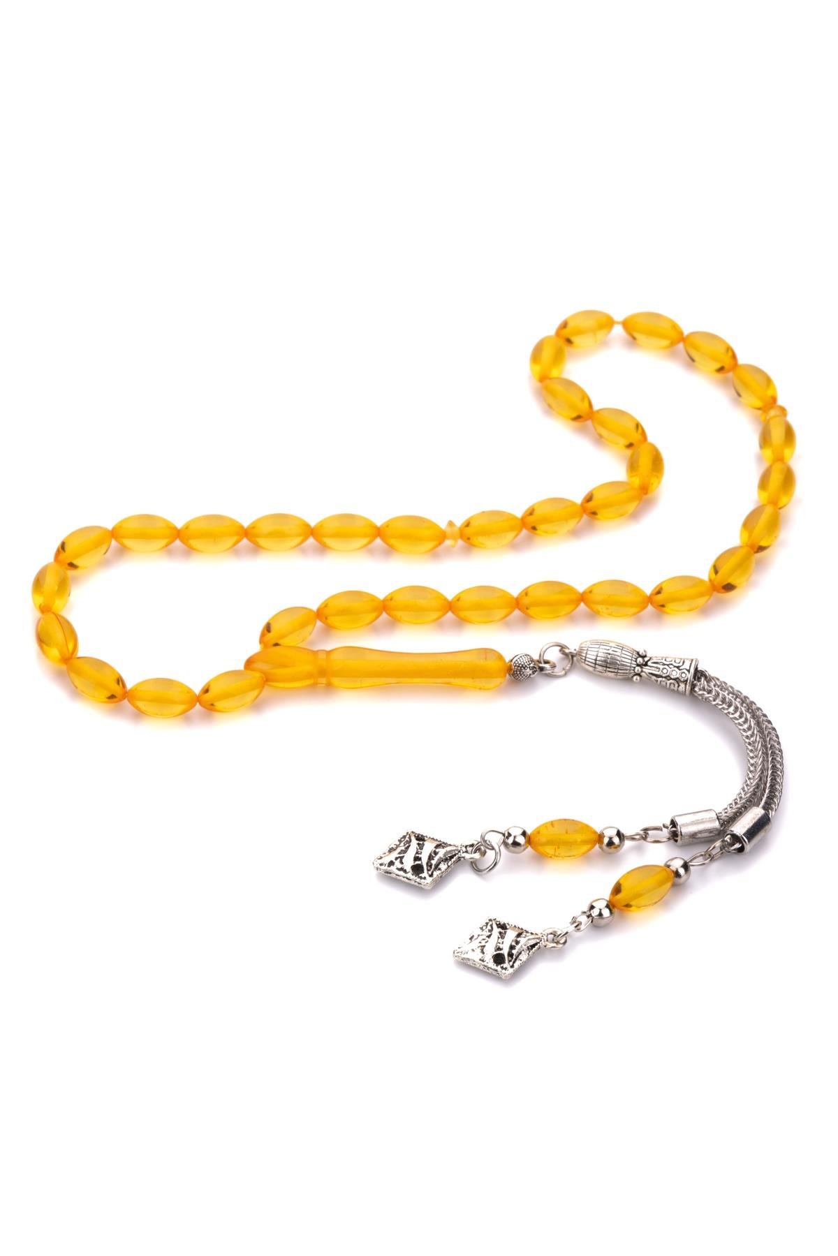 İnce Zarif Modelimiz Sarı Renk Toz Kehribar Tesbih