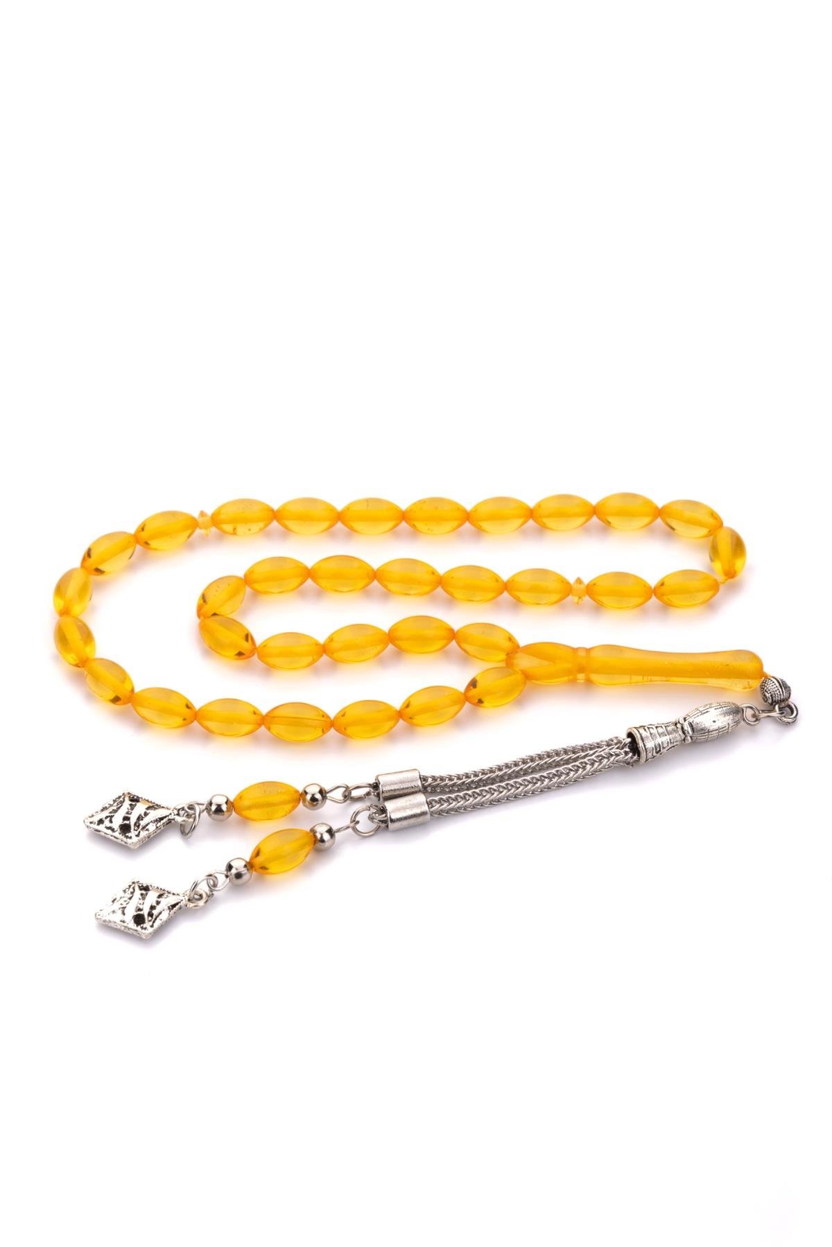 İnce Zarif Modelimiz Sarı Renk Toz Kehribar Tesbih