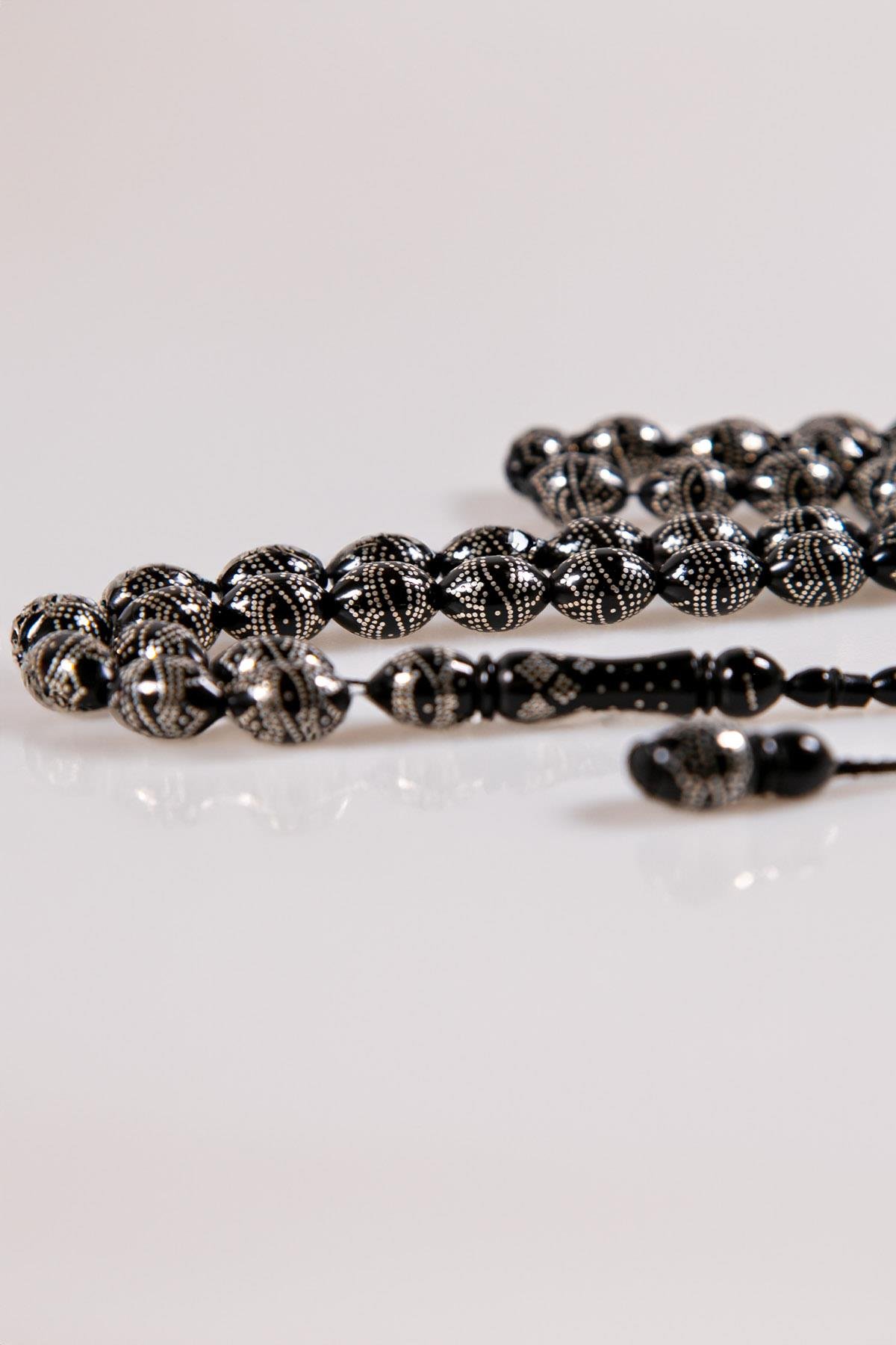 İri Taneli Yoğun Gümüş İşlemeli Kuka Tesbih