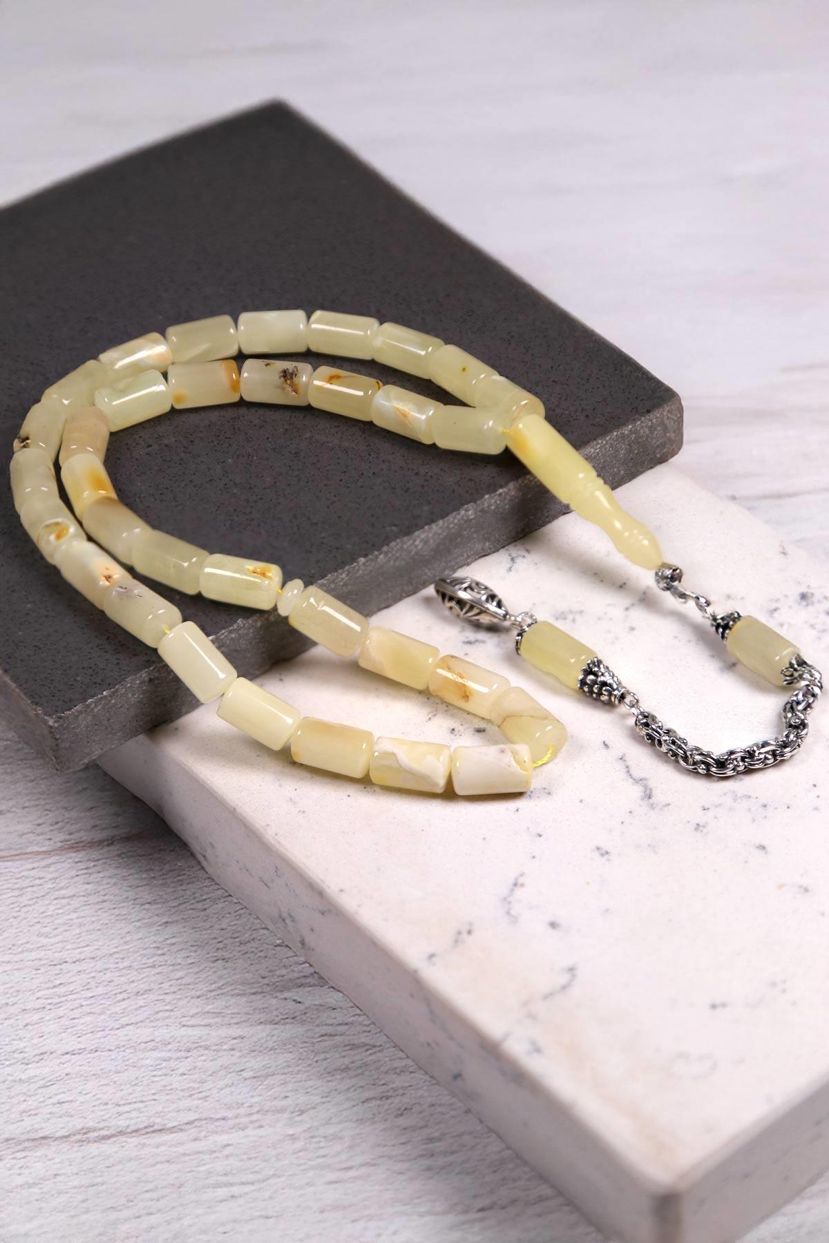 21.5 GR Kapsül Gümüş Püsküllü Damla Kehribar Tesbih