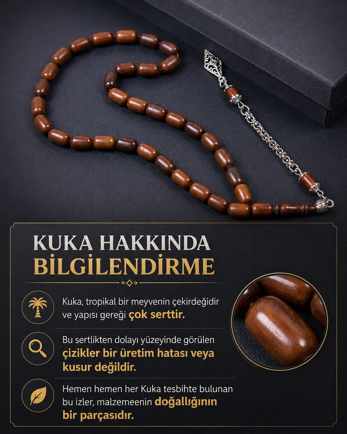 Kapsül Tane Tek Püsküllü Kınalı Kuka Tesbih