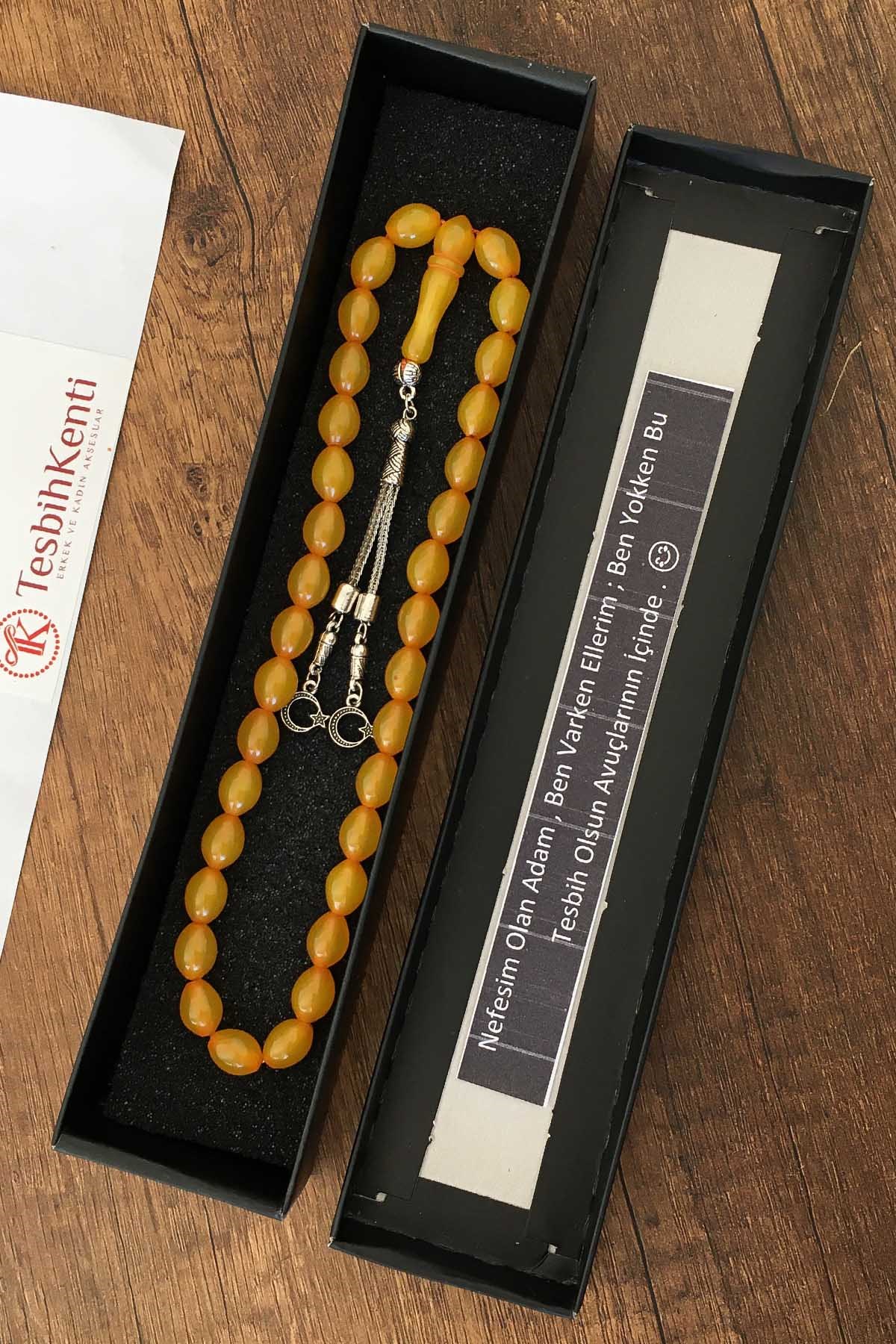 Karton Kutuda Sevgiliye Özel Yazı Toz Kehribar Tesbih