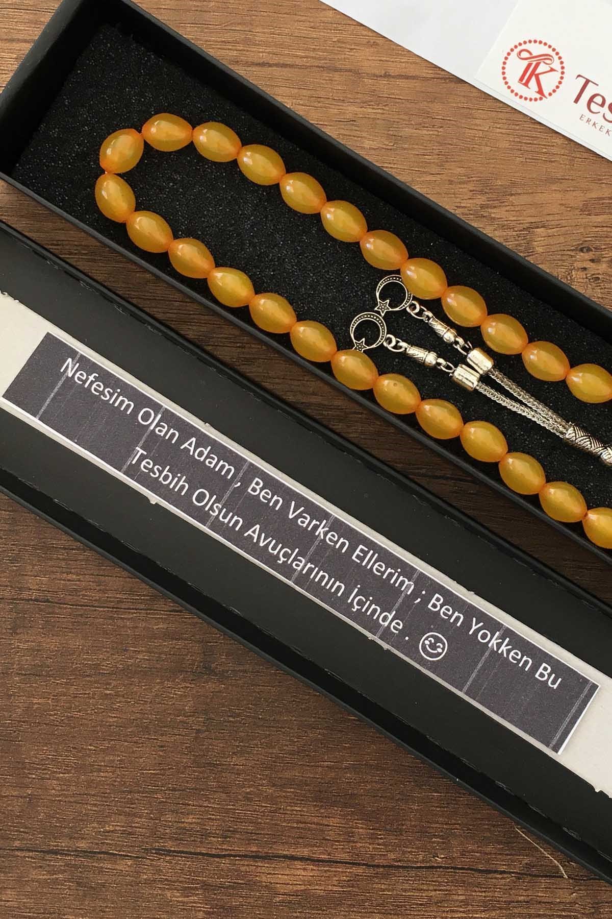 Karton Kutuda Sevgiliye Özel Yazı Toz Kehribar Tesbih