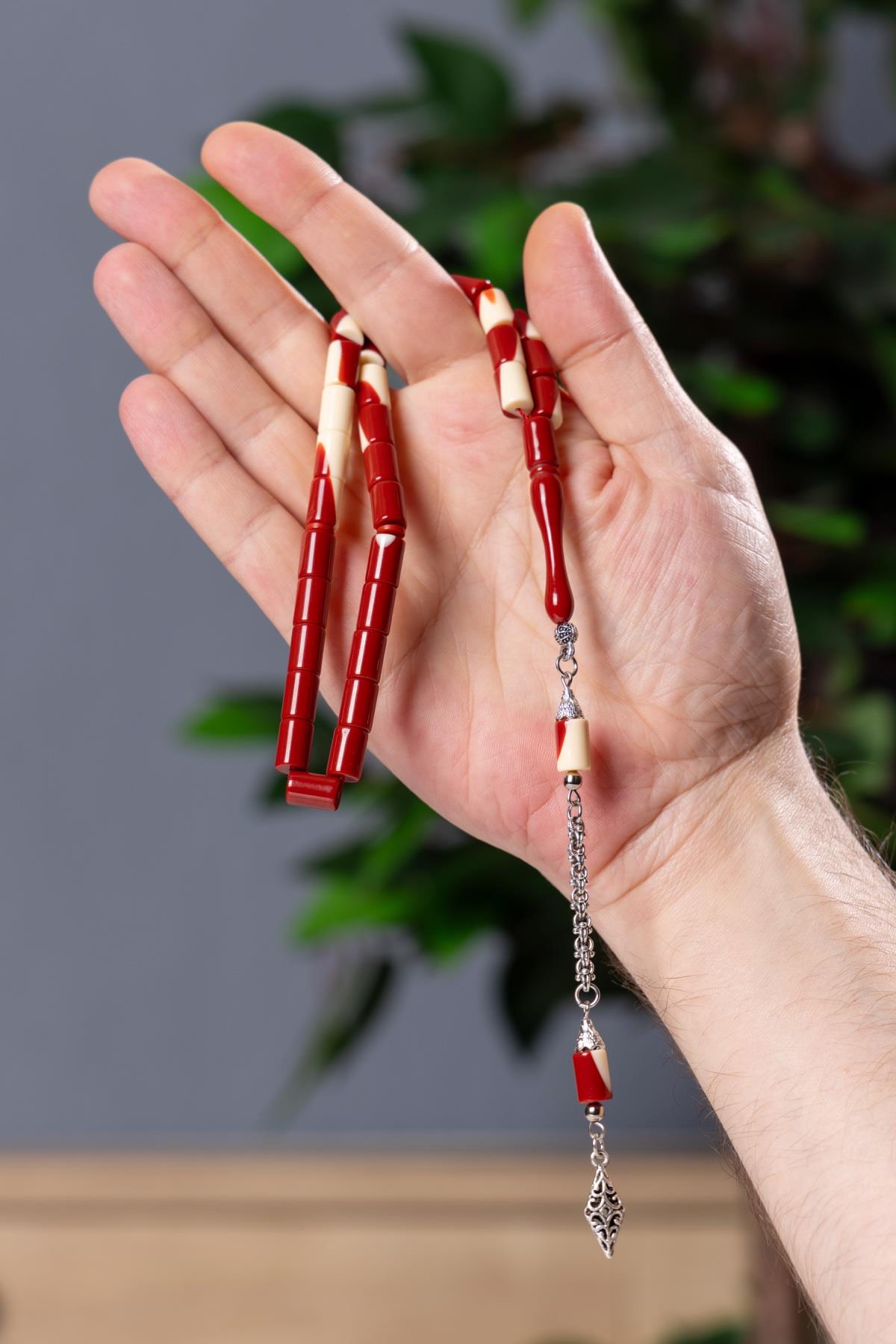 Kesme Tane Tek Koza Püsküllü Bordo Bilardo Tesbih