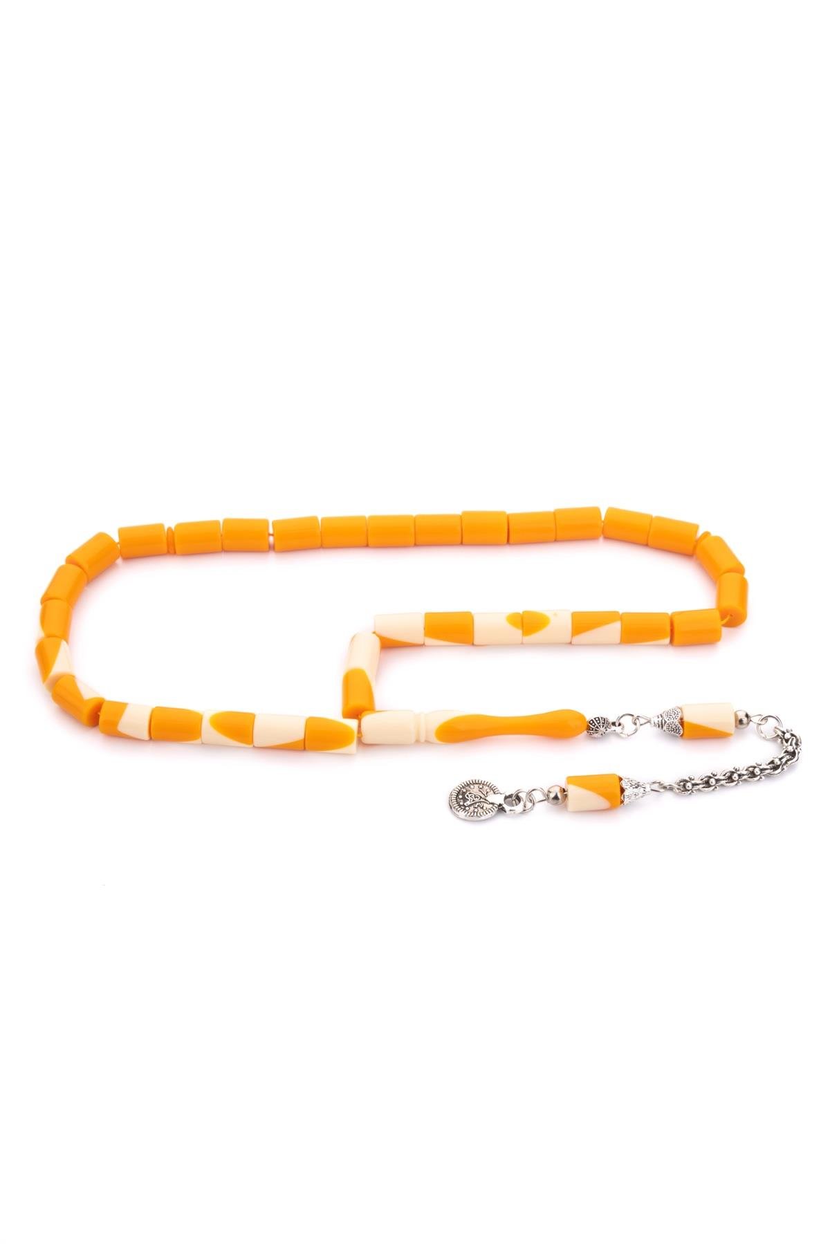 Kesme Tane Tek Koza Püsküllü Hardal Sarısı Bilardo Tesbih