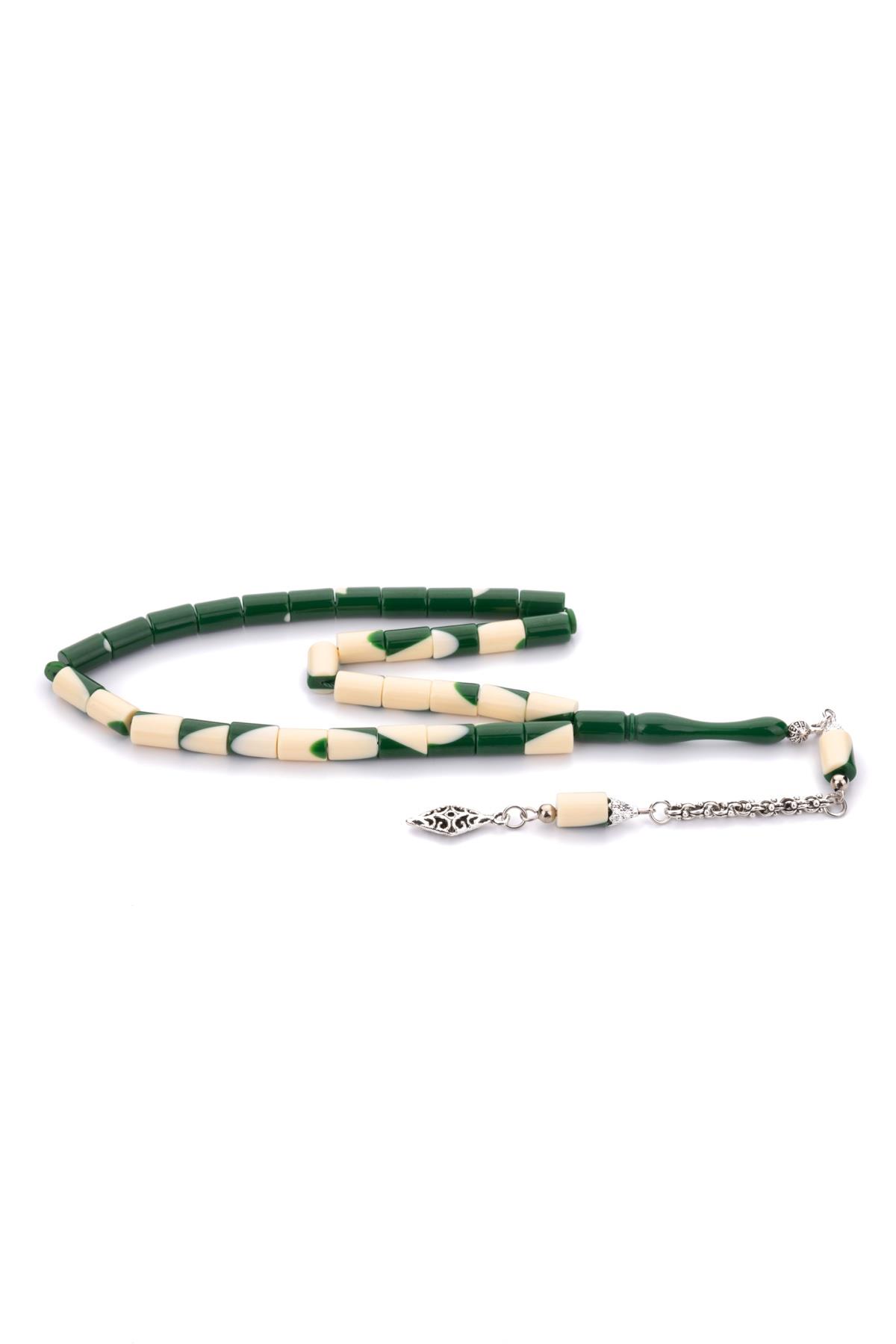 Kesme Tane Tek Koza Püsküllü Yeşil Bilardo Tesbih