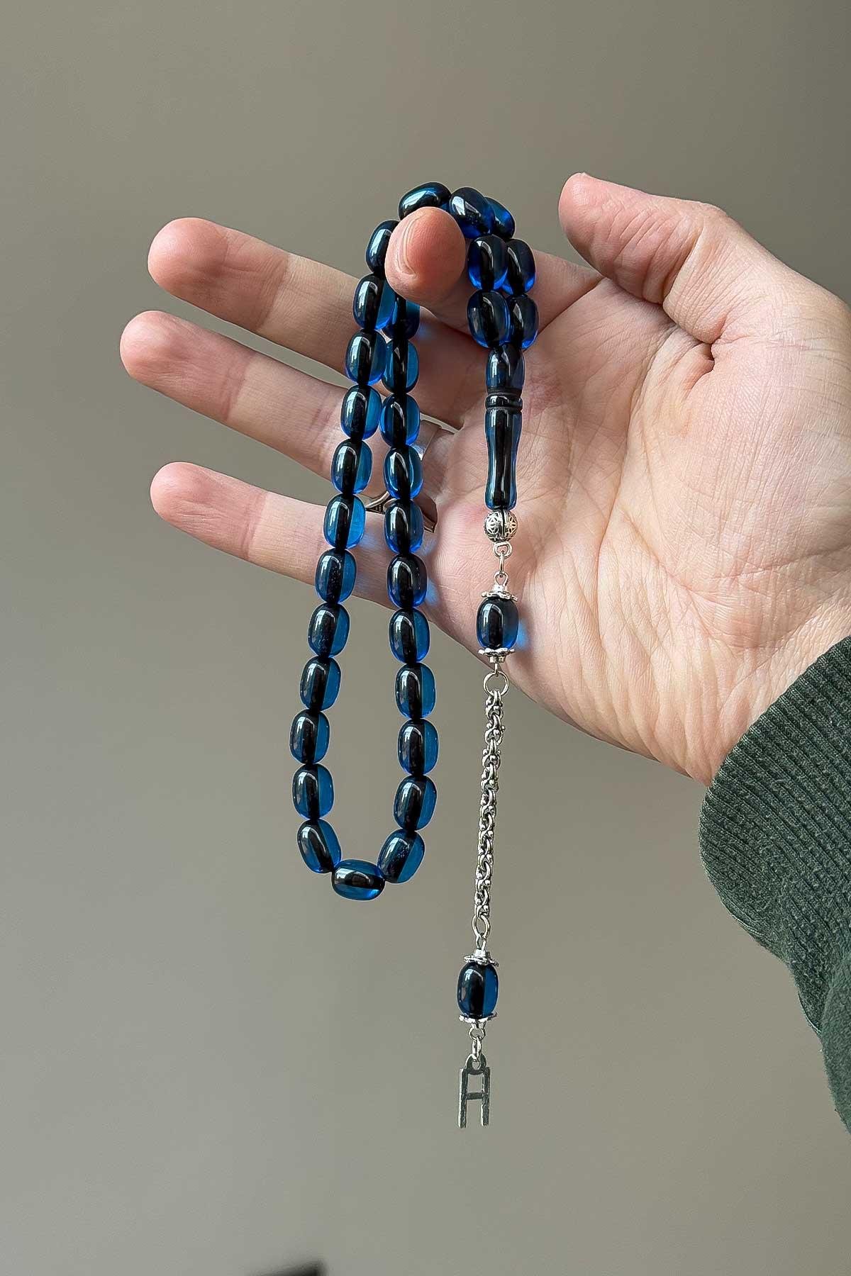 Kişiye Özel Harf ve Notlu Ahşap Kutuda Toz Kehribar Tesbih