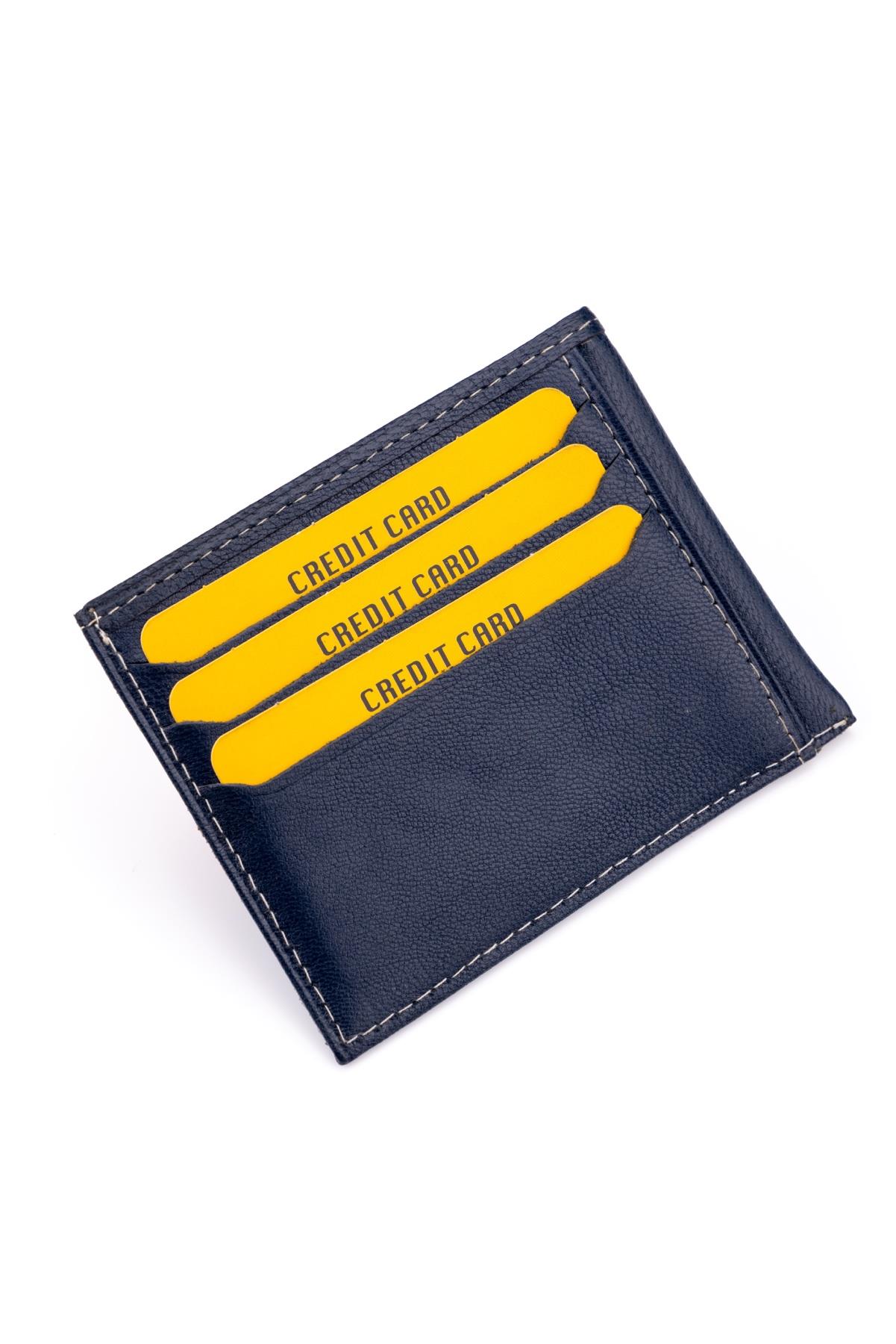 Klasik ve Şık Lacivert Deri Kartlık Cüzdan
