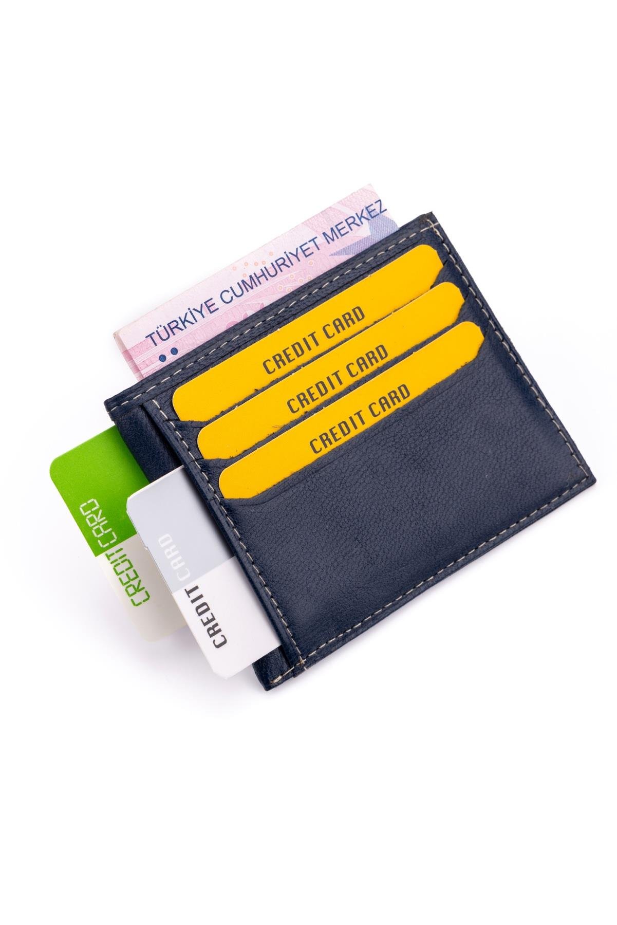 Klasik ve Şık Lacivert Deri Kartlık Cüzdan