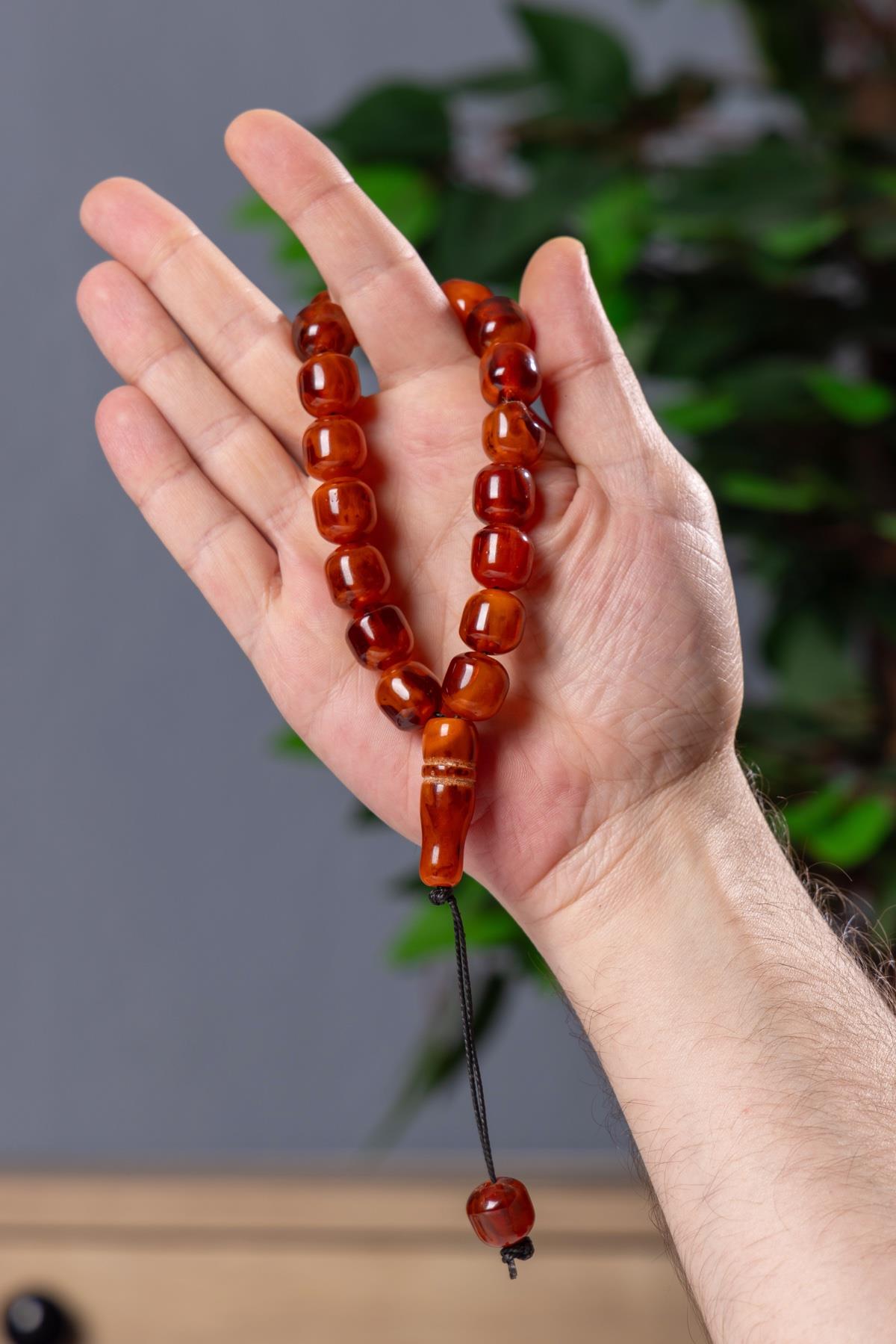 Koyu Bal Rengi 17lik Stres için Maskot Tesbih