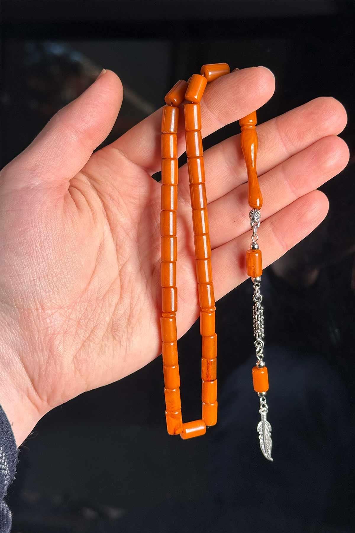 Kesme Tane Sevenlere Koyu Kahve Epoksi Toz Kehribar Tesbih