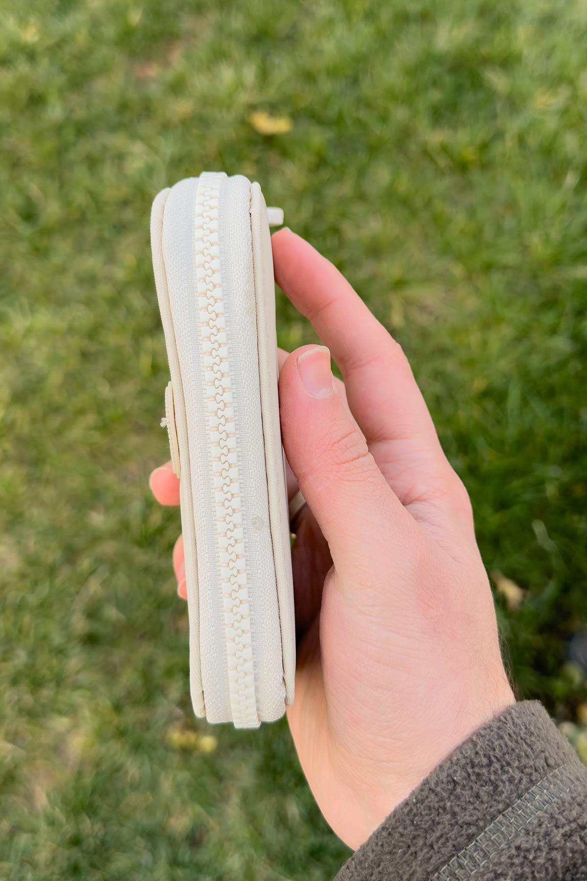 Krem Renk Küçük Boy Kumaş Kadın Cüzdan Kartlık