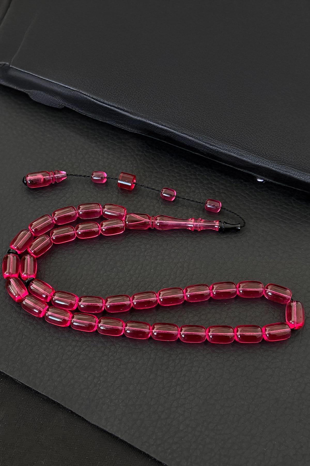 Kumpas İşçilik Kapsül Pembe Ateş Kehribar Tesbih